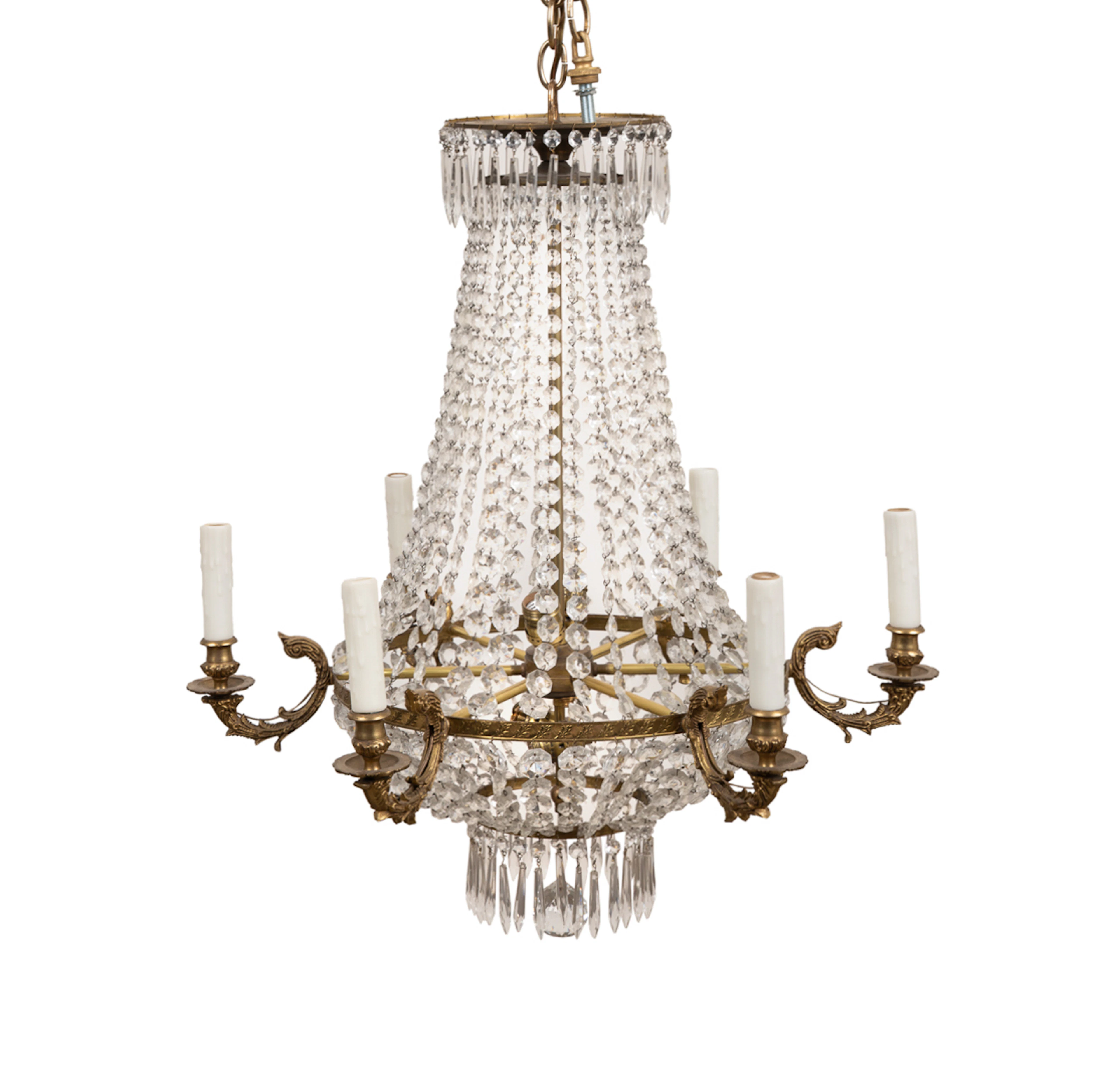 Empire Style Six Light Crystal Chandelier