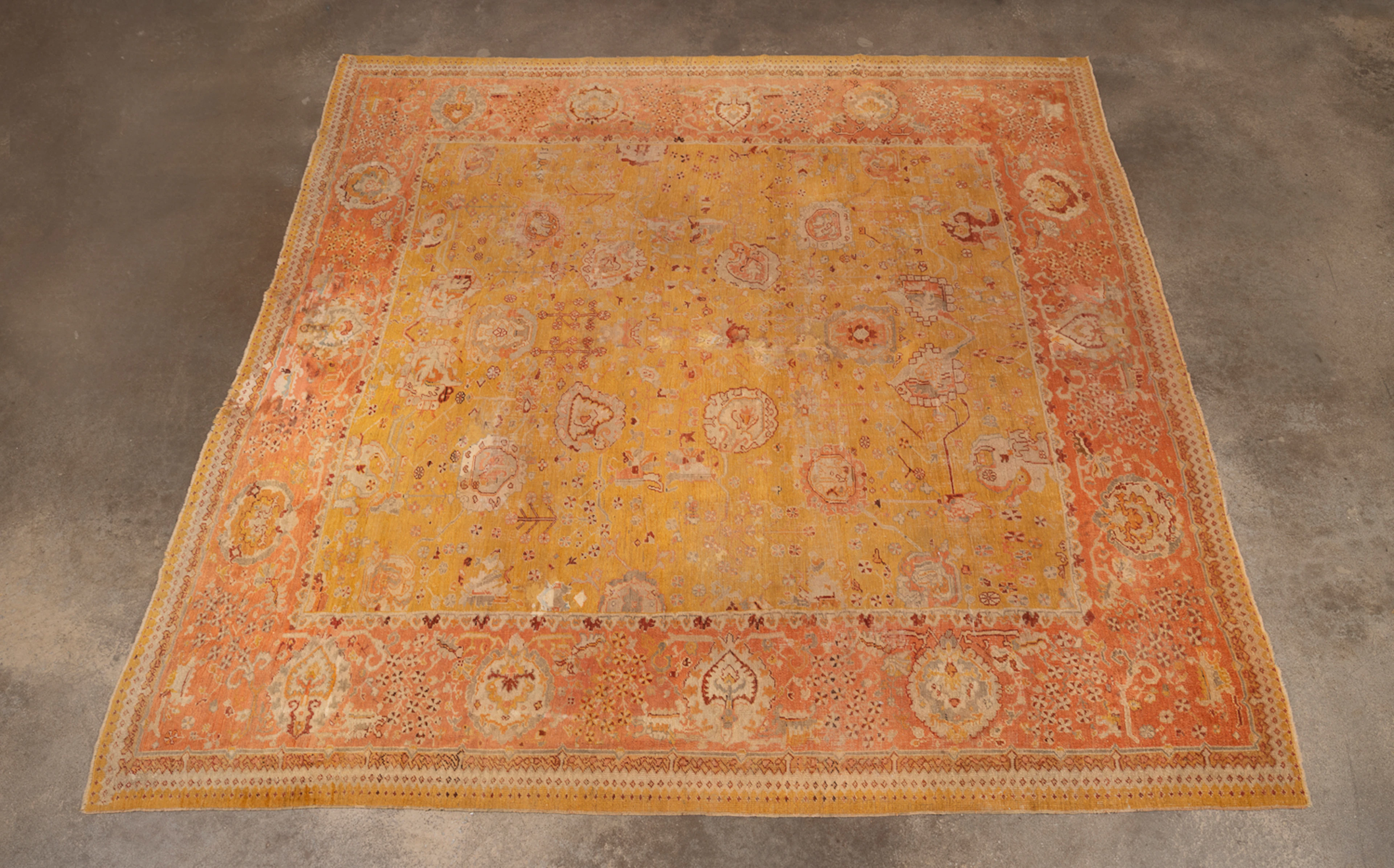 Turkish Oushak Hand-Knotted Rug, Early 20th C.