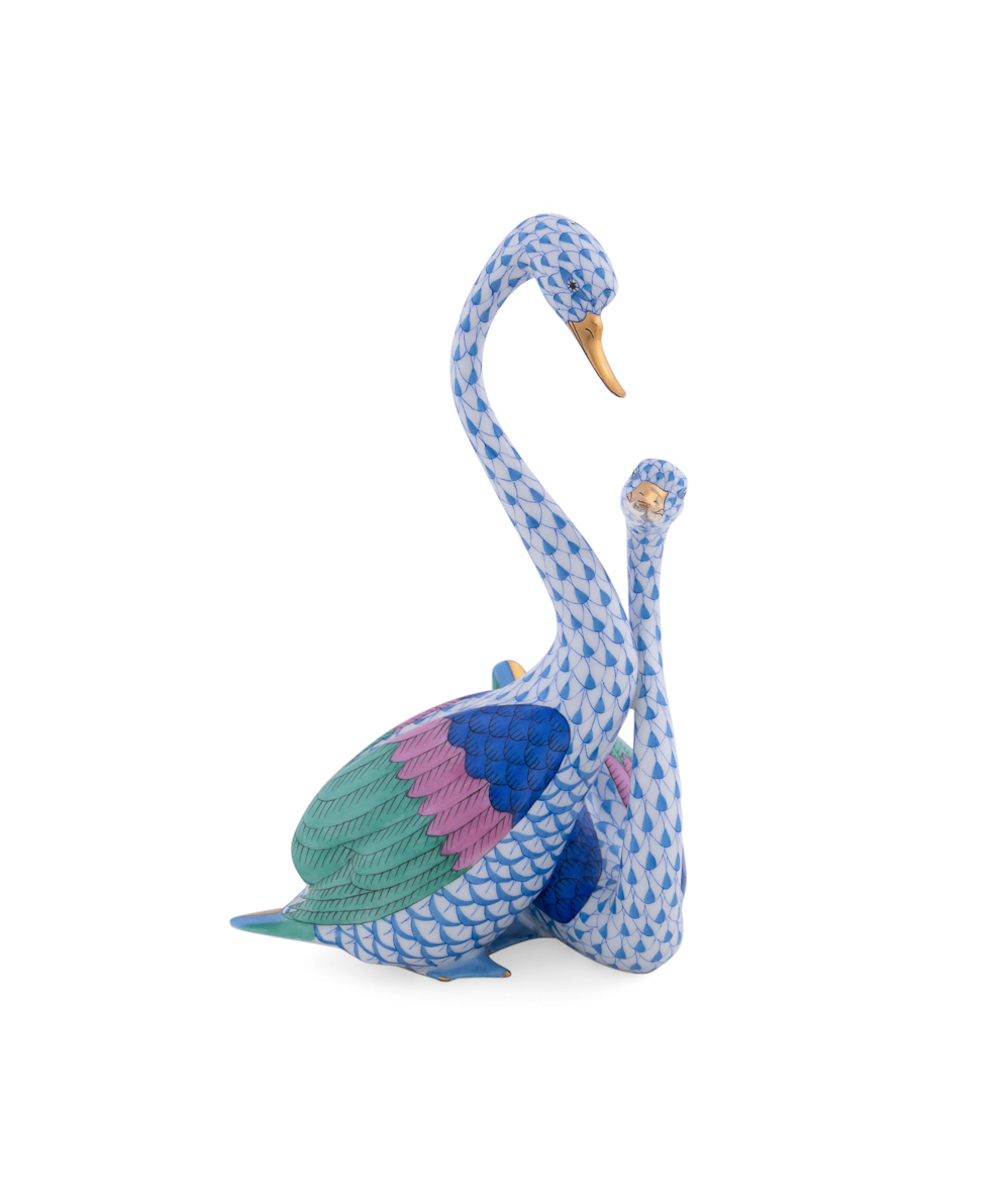 Herend "Pair of Swans" Porcelain Figure, 2001