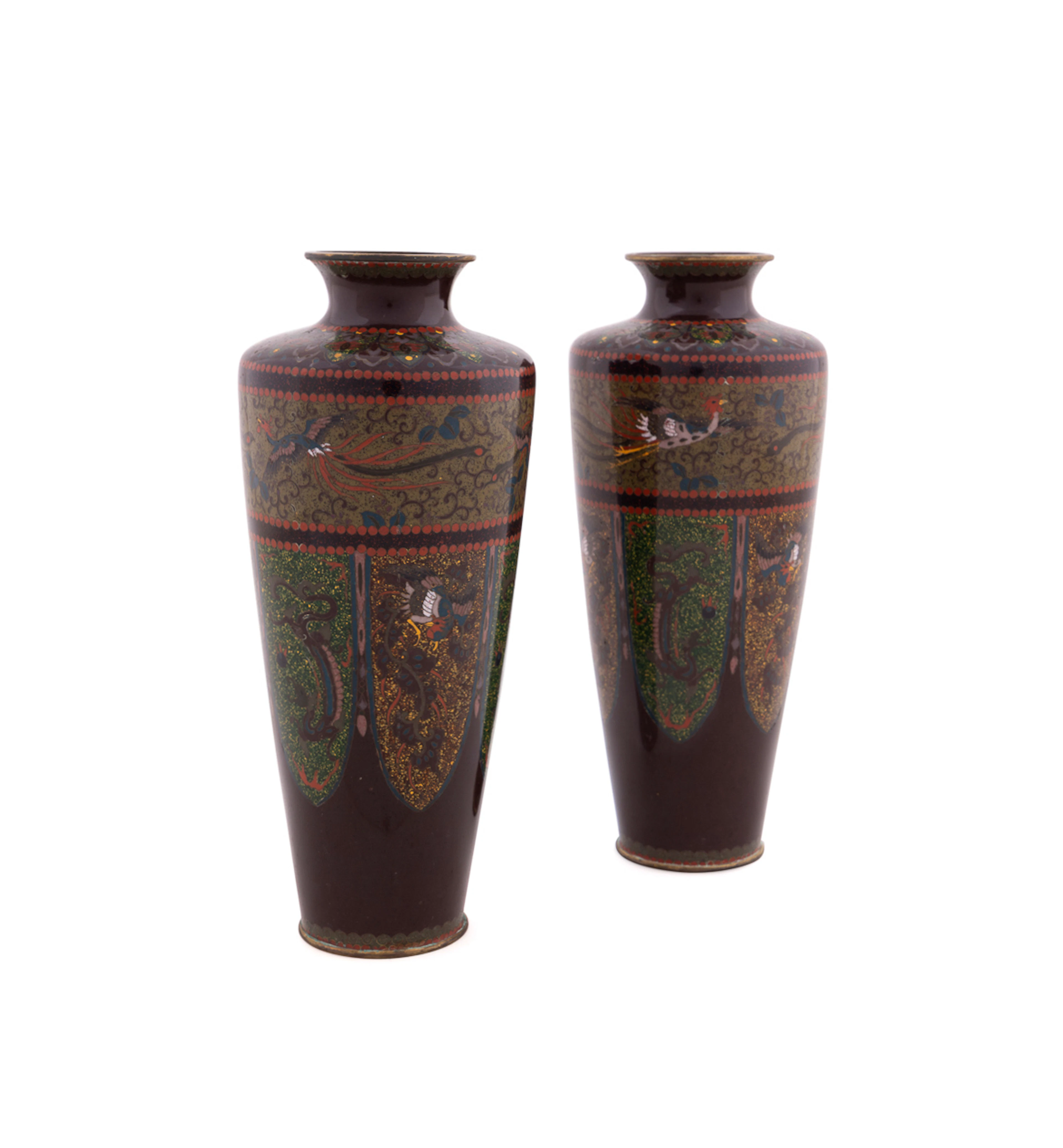 Pair, Japanese Cloisonne Vases, 19th/20th C.