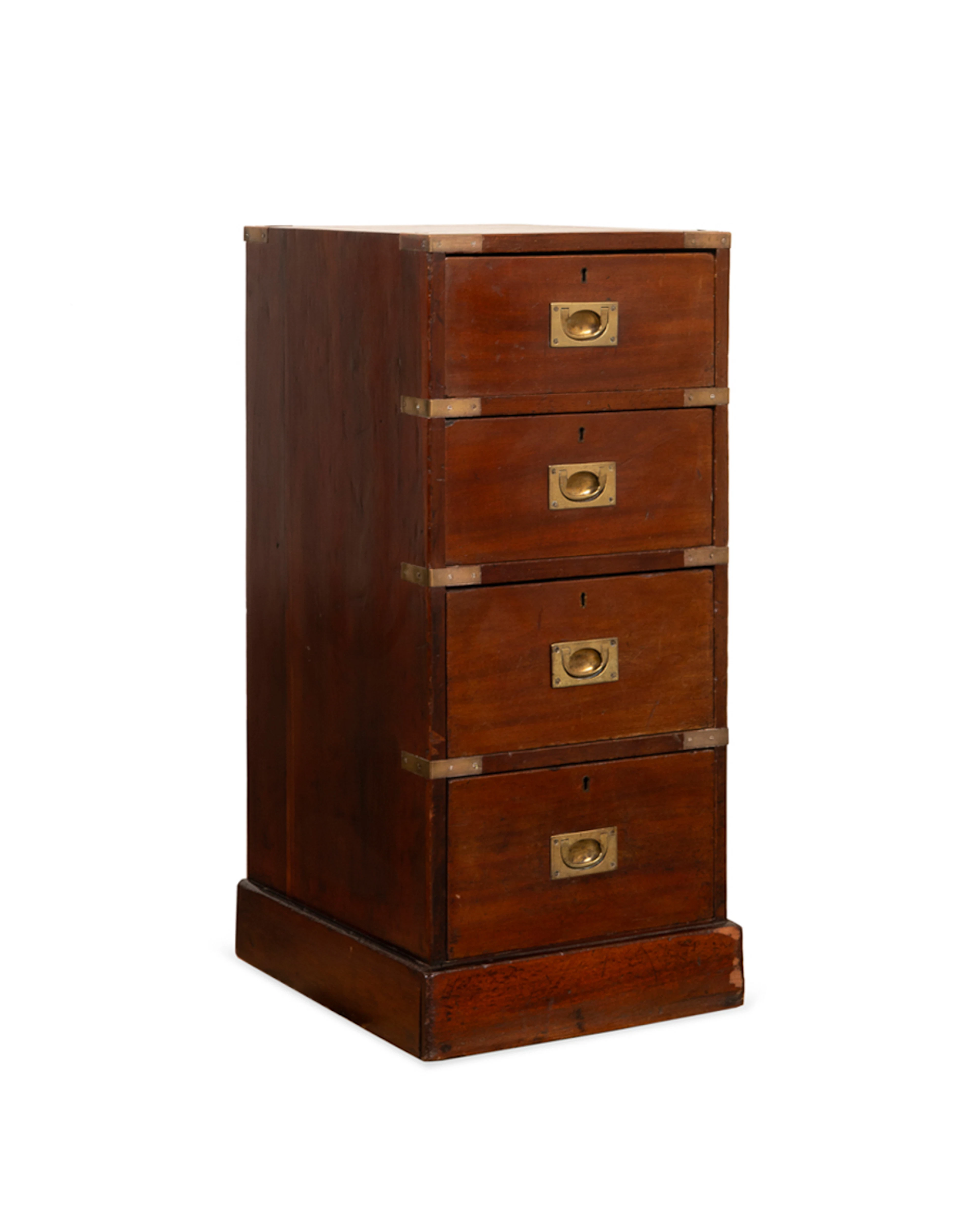 Mahogany Brass Bound Campaign Chest, Circa 1860