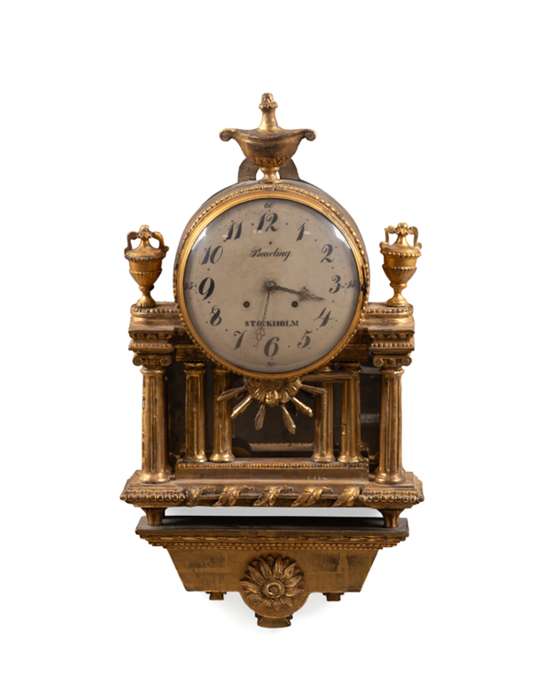 Gustavian Neoclassical Giltwood Cartel Clock