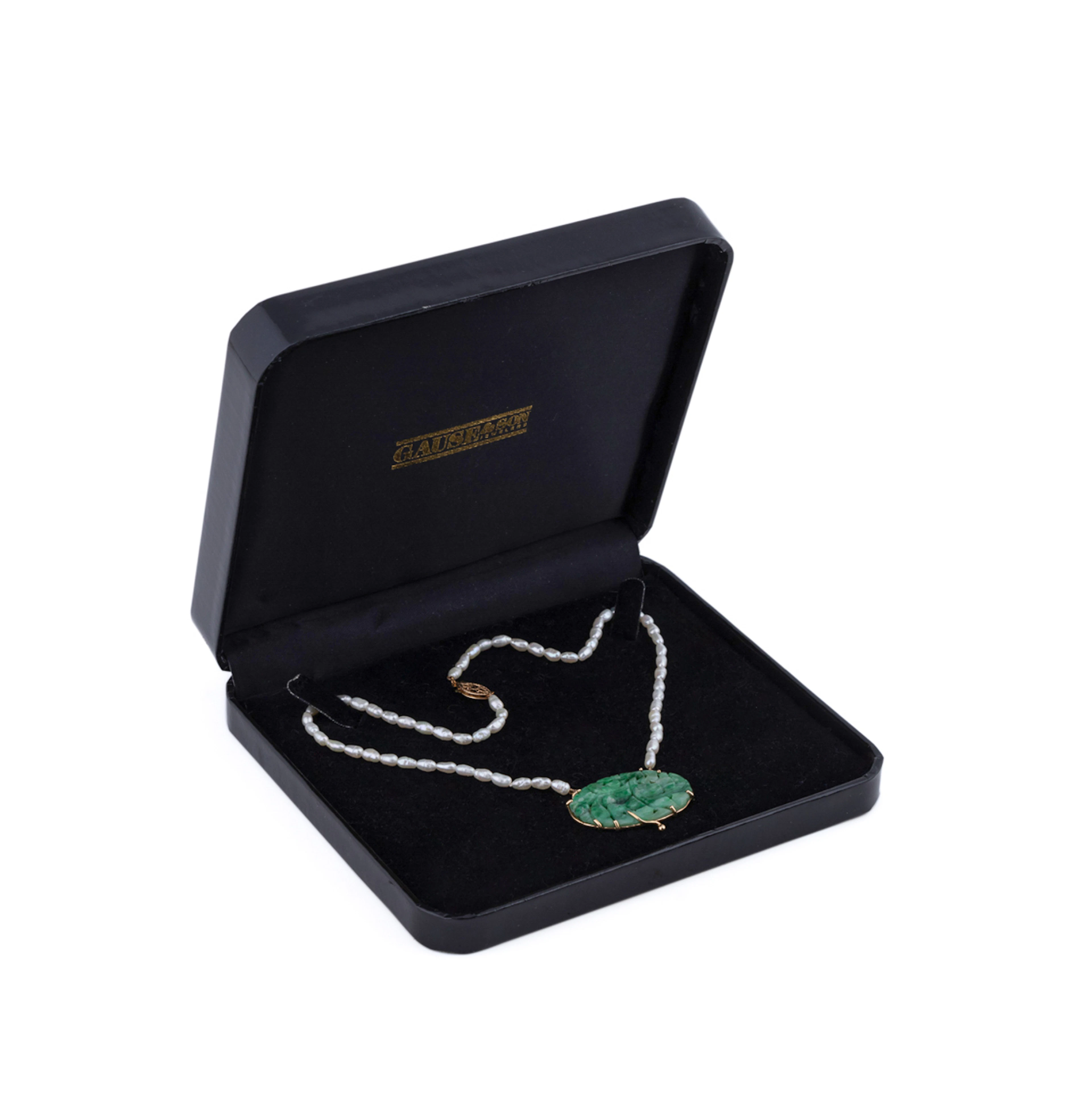Vintage Rice Pearl Necklace with Jadeite Pendant