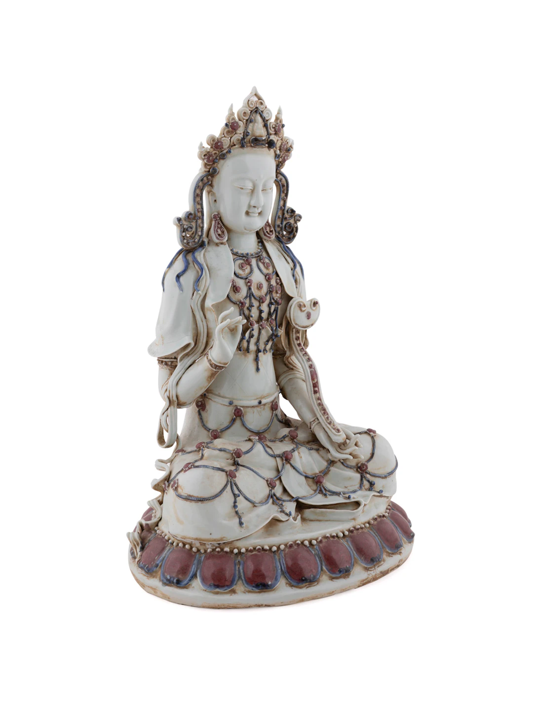 Chinese Polychrome-Glazed Porcelain Guanyin