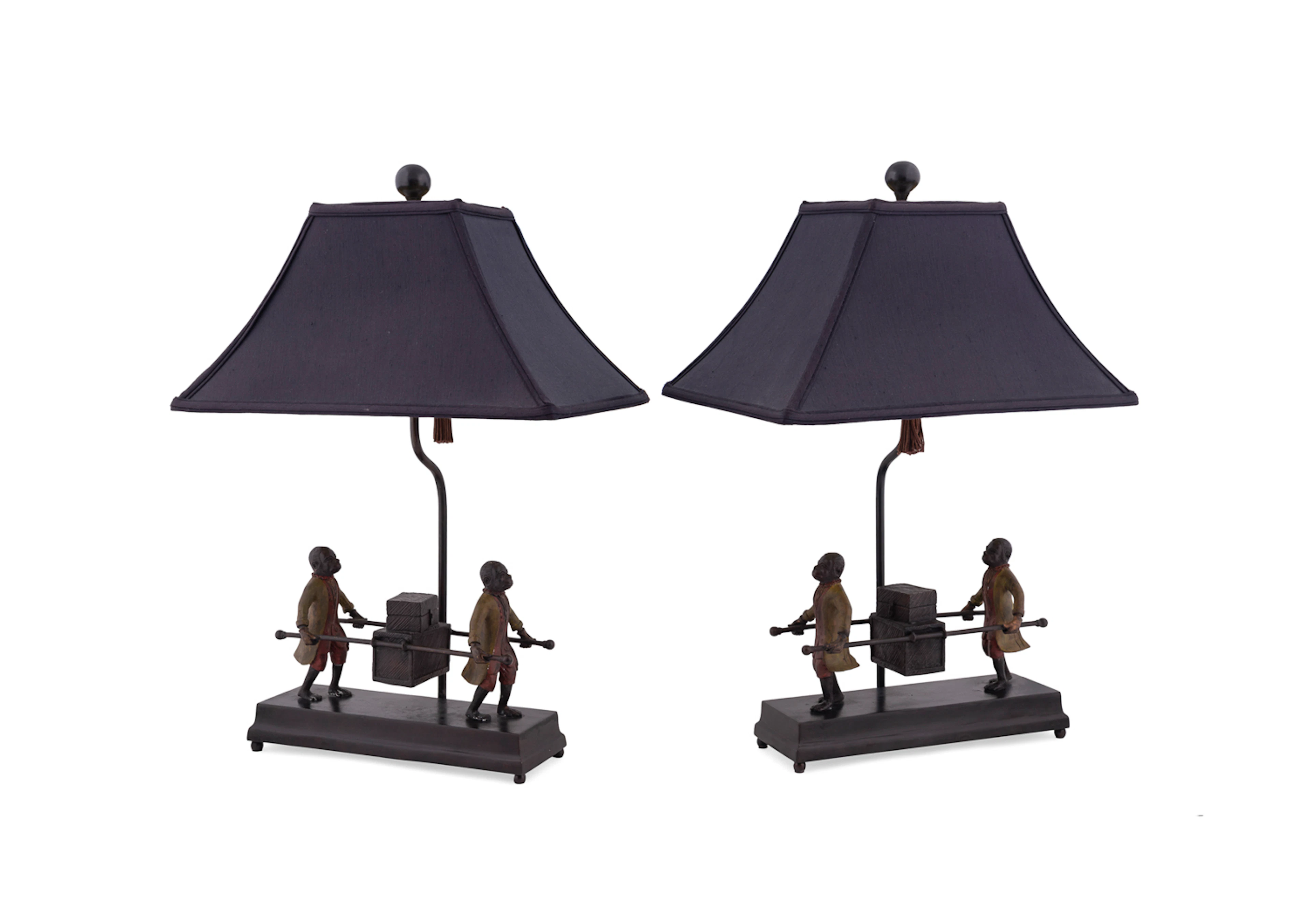 Pair of Whimsical Monkey Porter Table Lamps