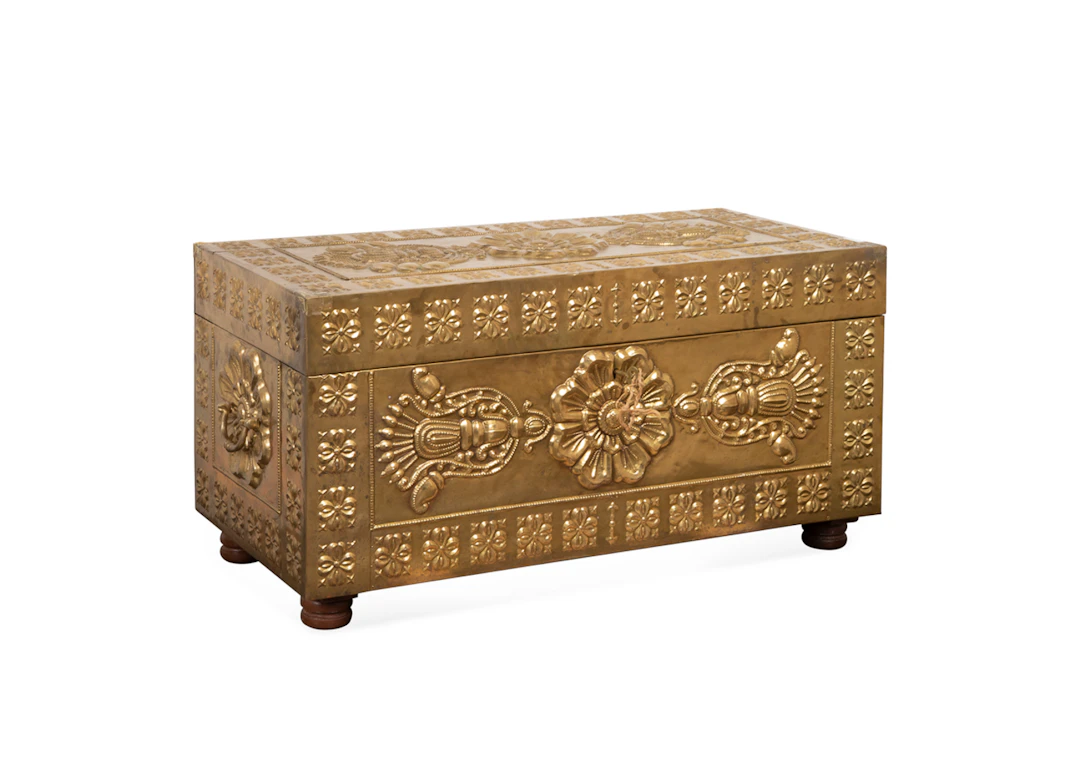 European Brass Covered Blanket Trunk