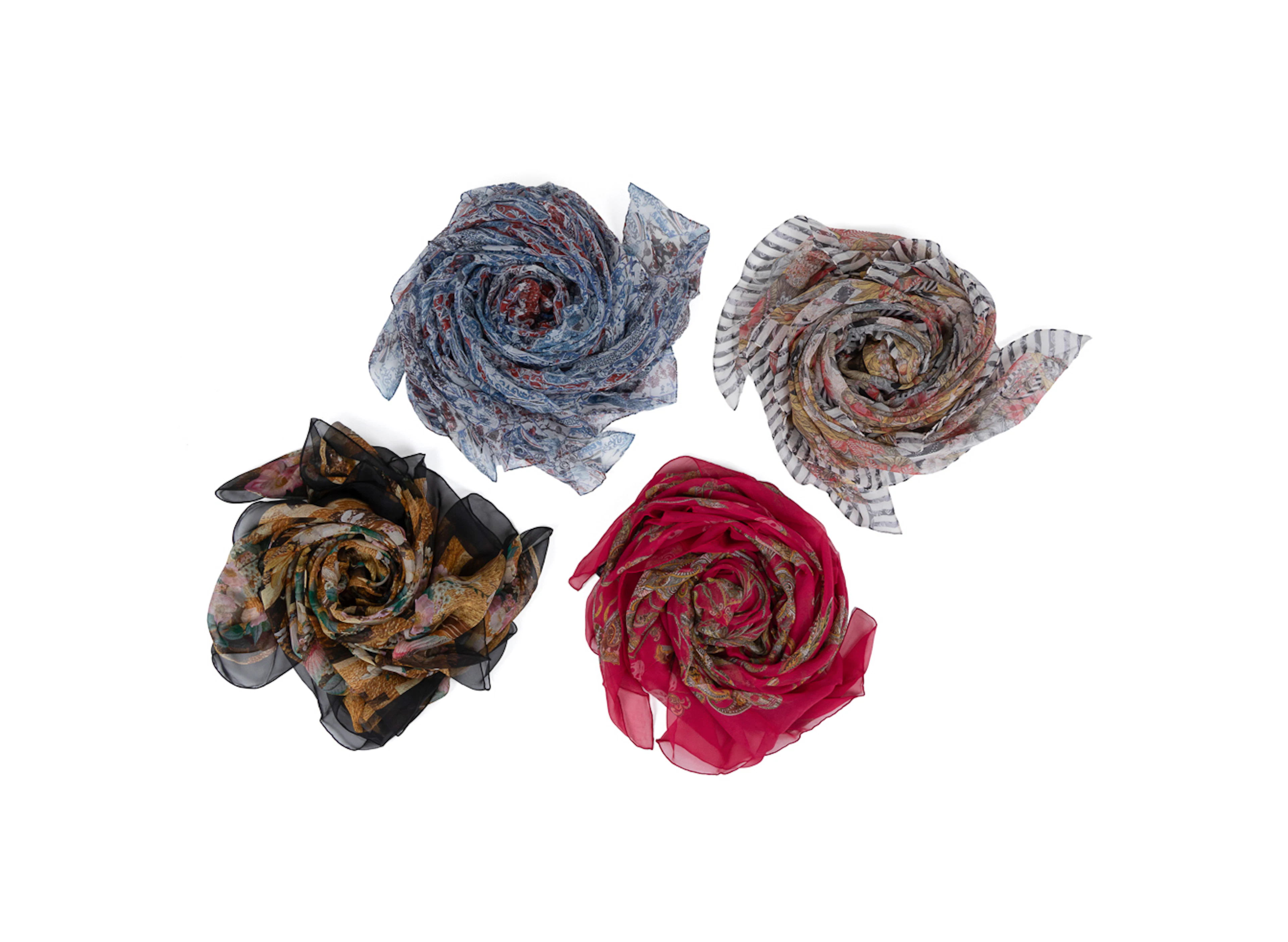 Alexander McQueen, Four Silk Scarves, Floral