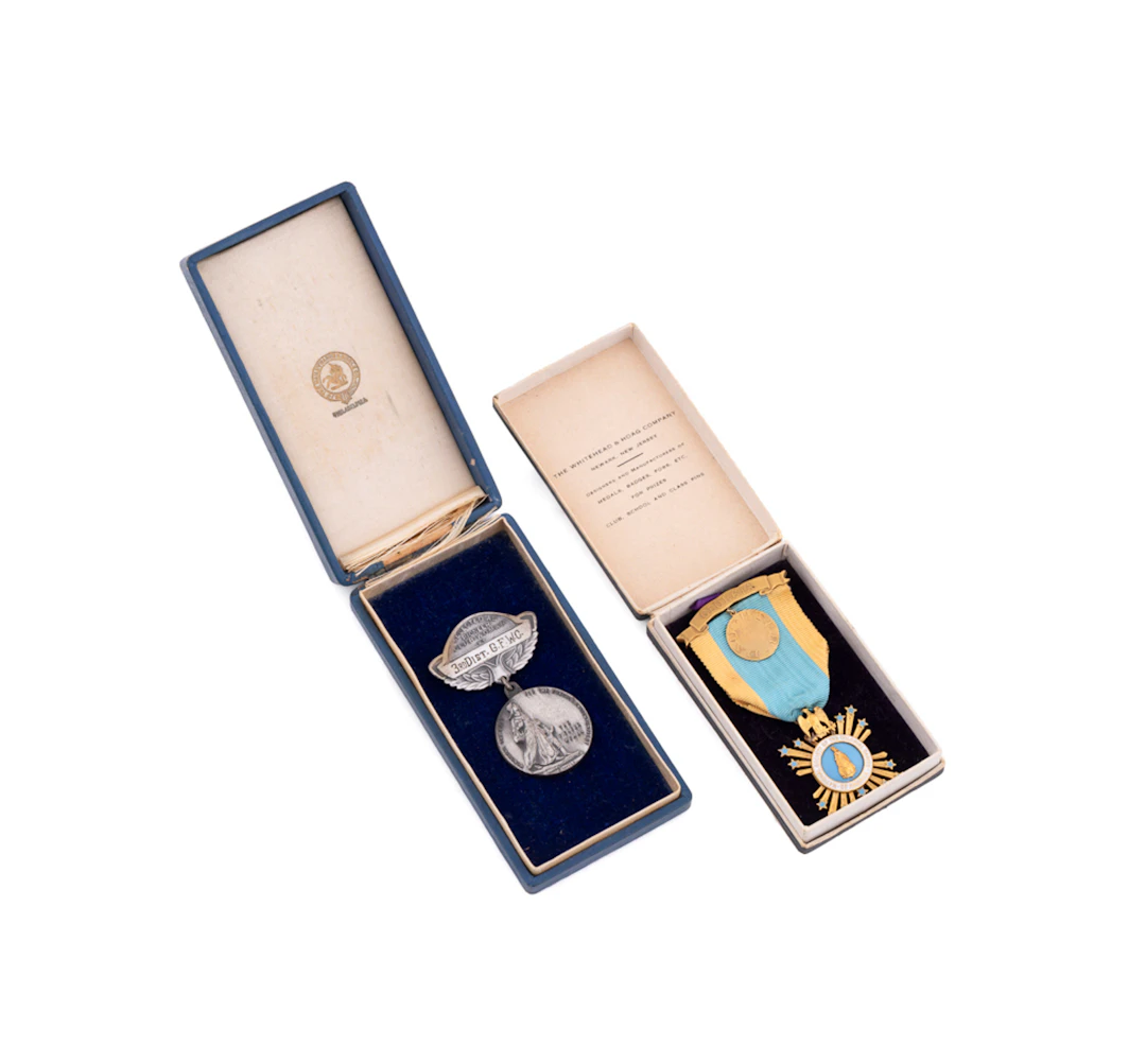 Two Women's Societies Medals, Gold and Sterling