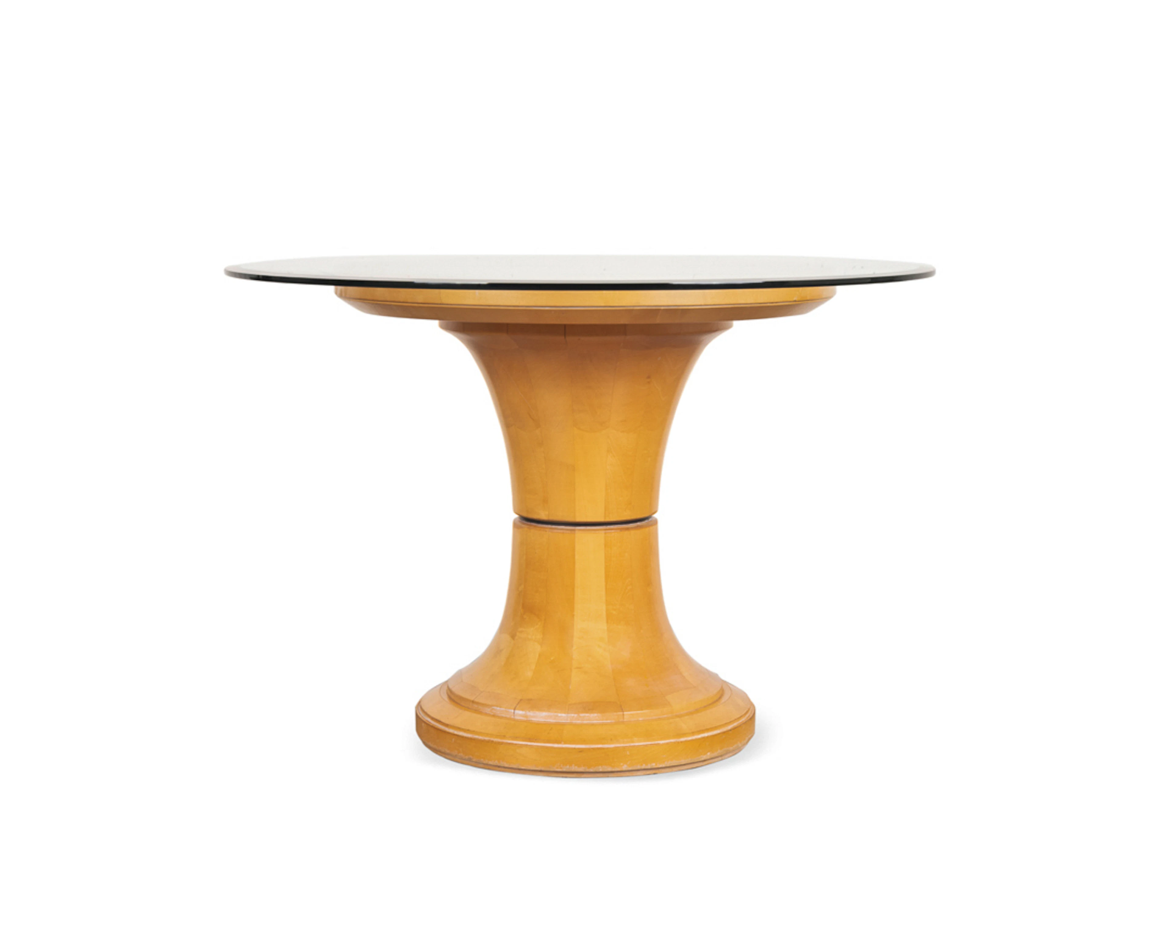 Italian 1960s Round Glass Top Maple Breakfast Table