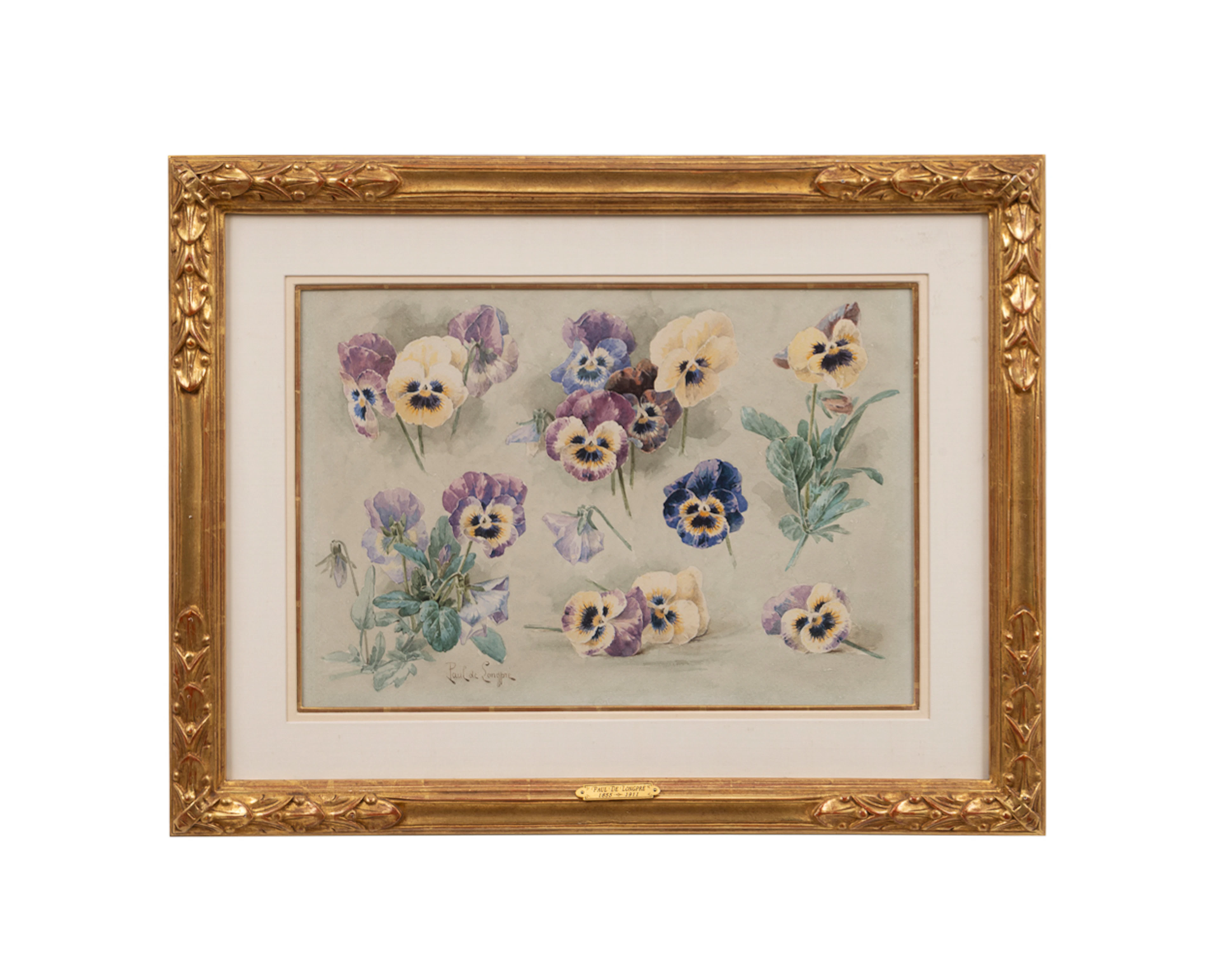 Paul De Longpre, "Pansies", 19th/20th C., W/C