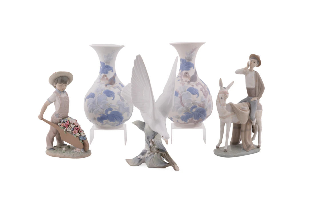 Lladro, Pair of Vases and Three Figures