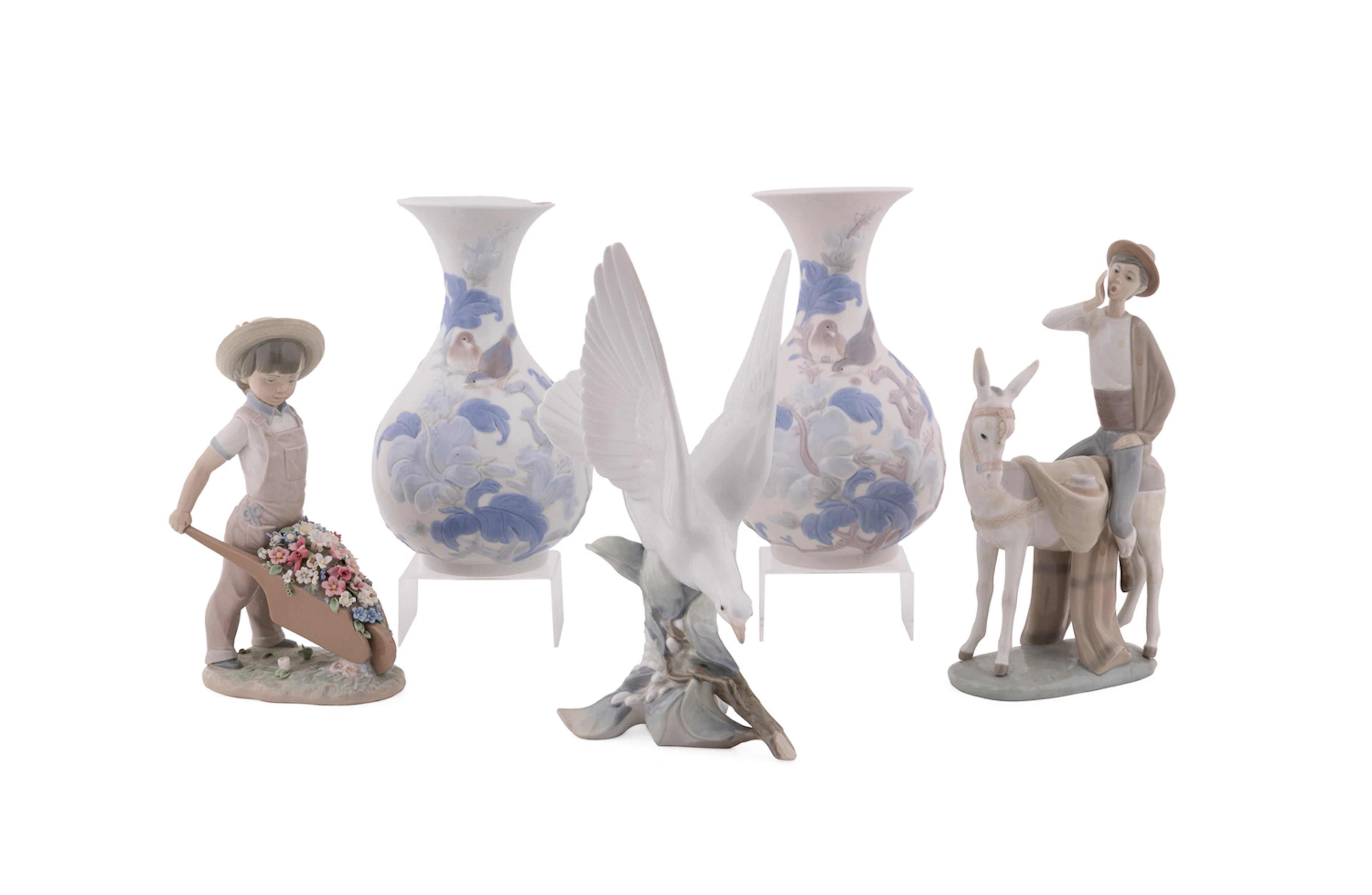 Lladro, Pair of Vases and Three Figures