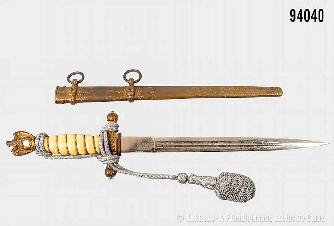 Offiziersdolch der Kriegsmarine, Hersteller "HS", beidseitig verzierte