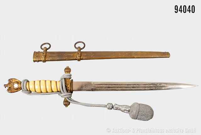 Offiziersdolch der Kriegsmarine, Hersteller "HS", beidseitig verzierte