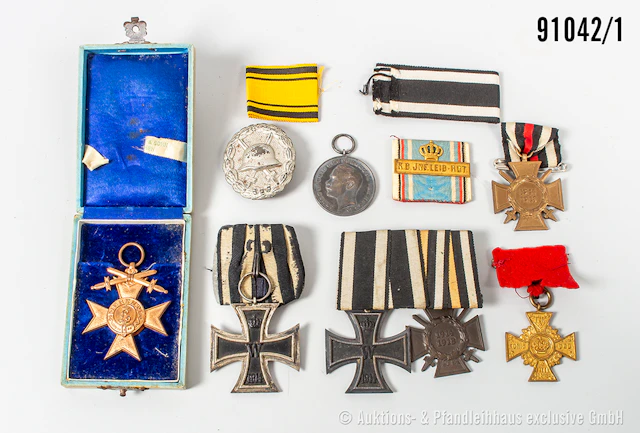 Konv. 2 EK 2 1914, 2 EKF, VWA in silber, Hessische Tapferkeitsmedaille
