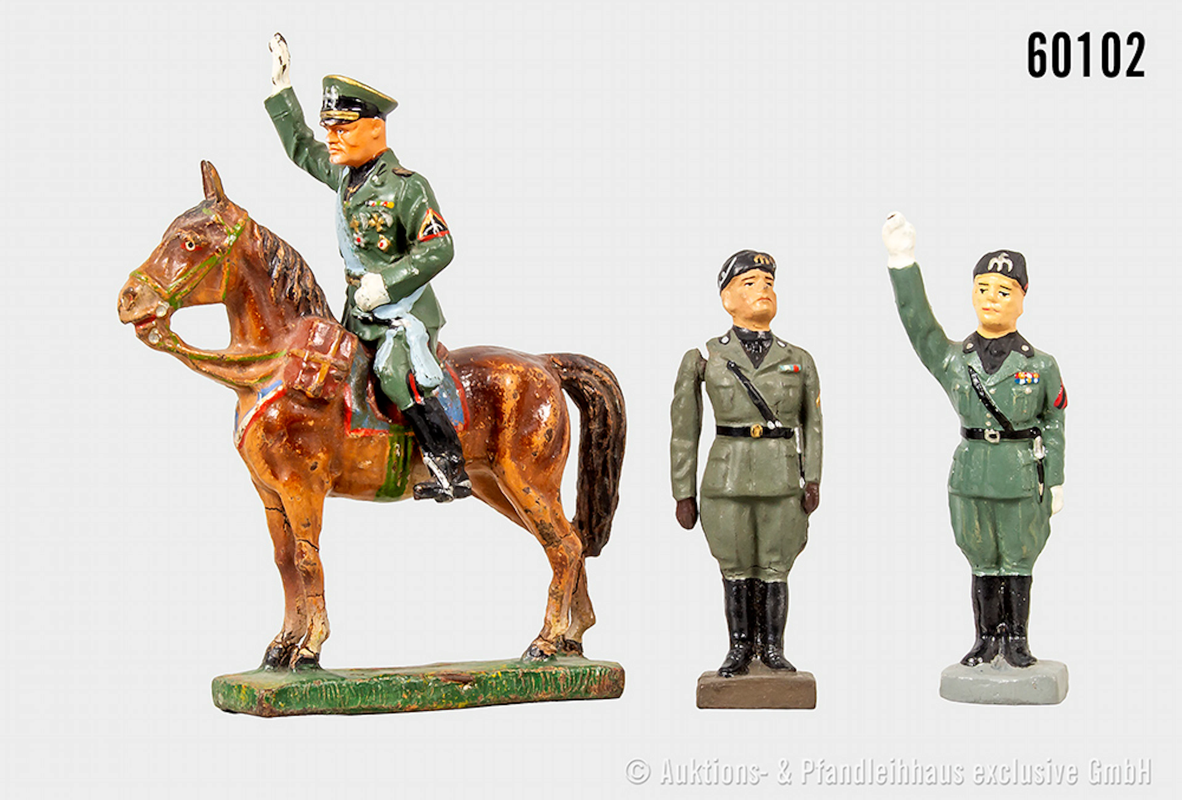 Mussolini, Durso, Lineol und Elastolin, Varianten, Masse, 7 cm, 1