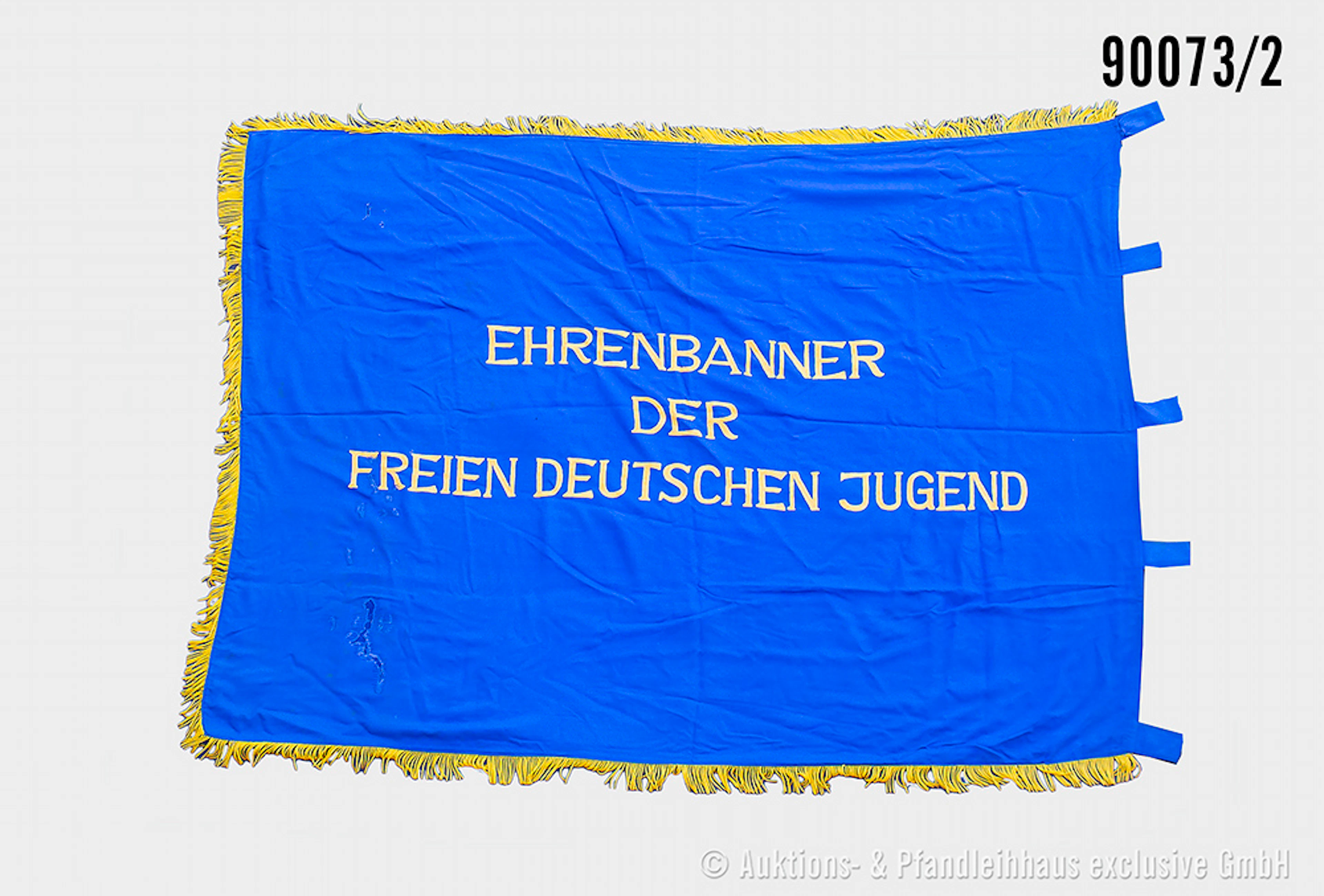 DDR Fahne FDJ mit Fransen, beidseitig bestickt "Ehrenbanner der Freien