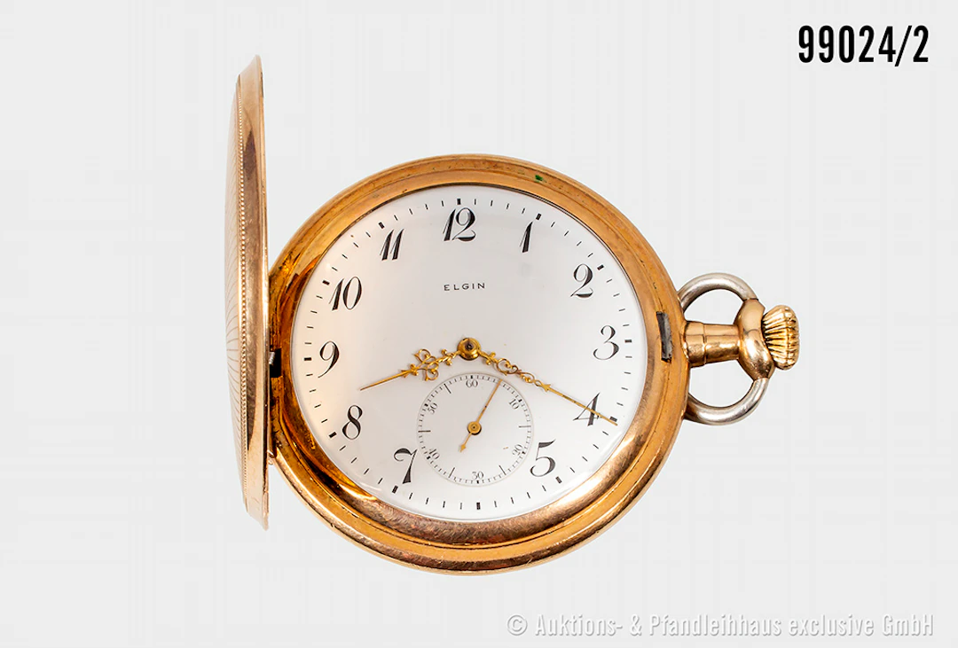Reitpreis der Kavallerie, goldene Taschenuhr mit 2 Deckeln, beide