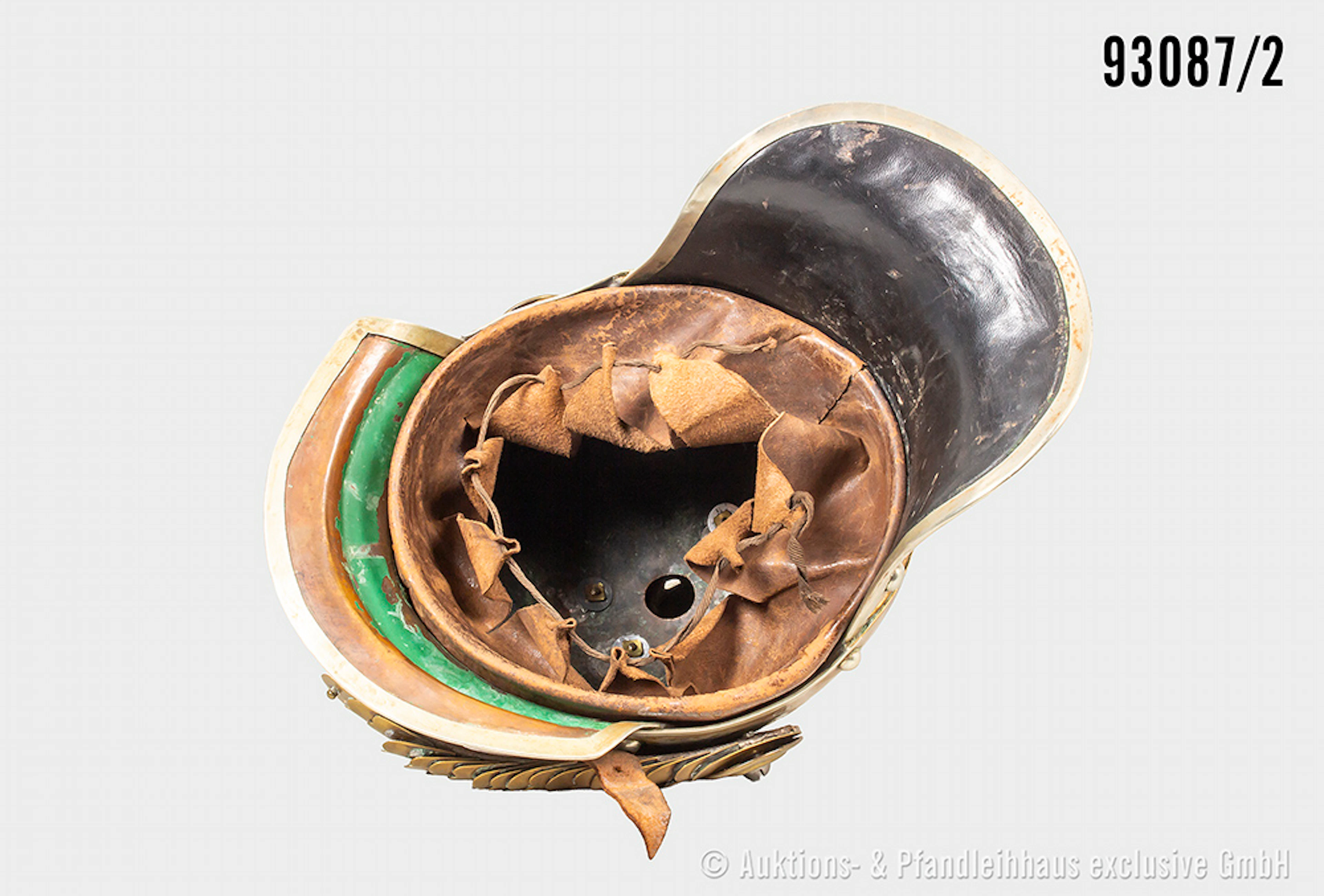 Preußen stark restaurierte Garde Kürassier Pickelhaube, gewölbte Schuppenkette