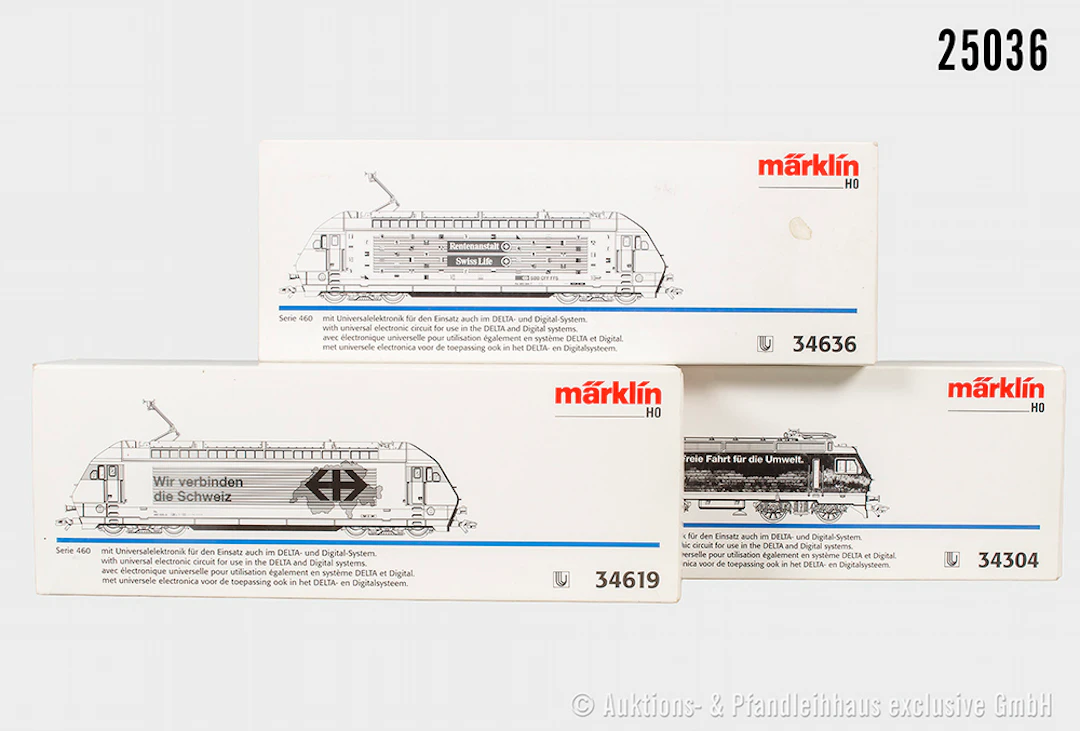 3x Märklin digital H0 E-Lok: 34636, SBB, BN 460 084-7 & 34619, SBB