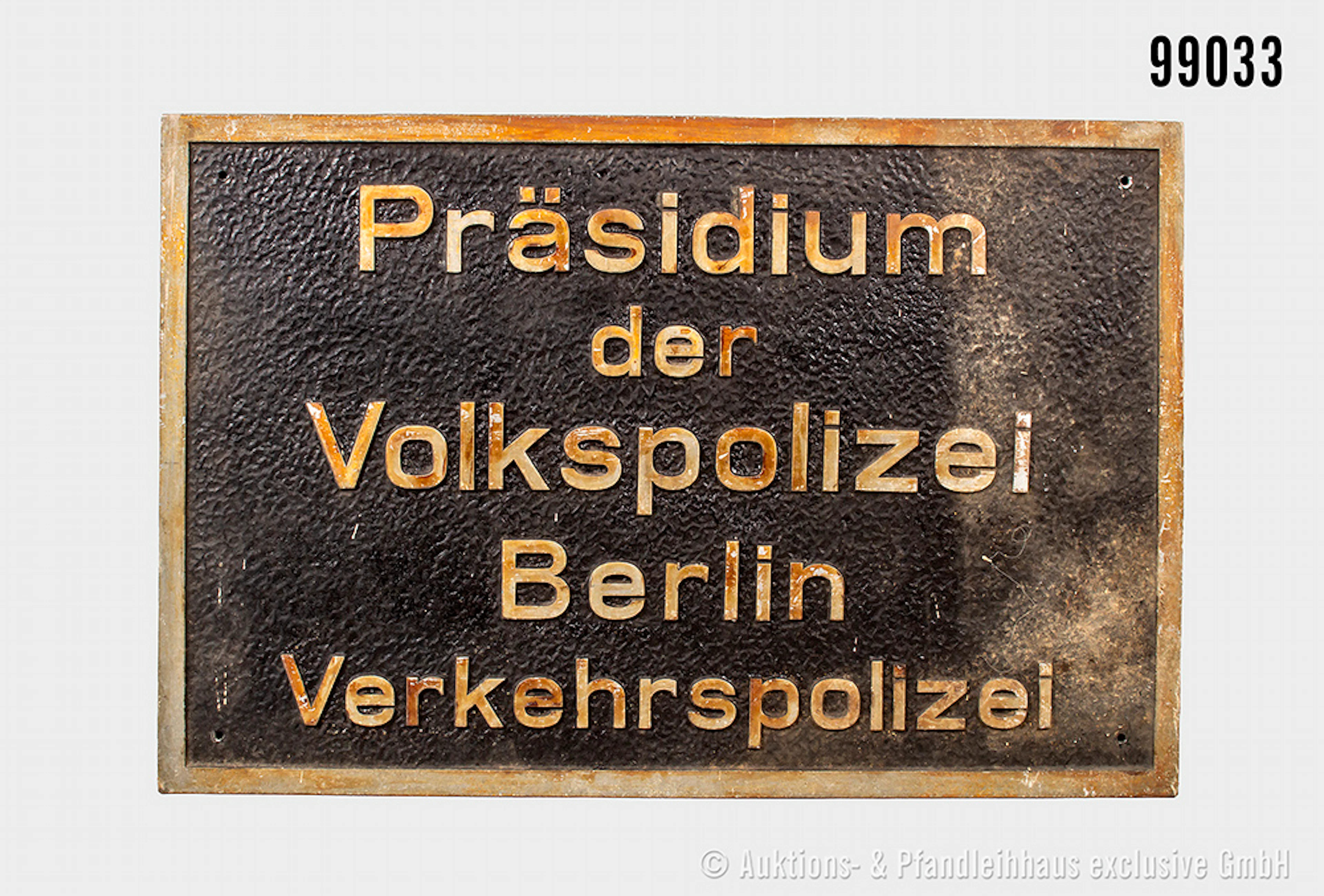 DDR Volkspolizei Dienststellenschild aus Aluminium "Präsidium der