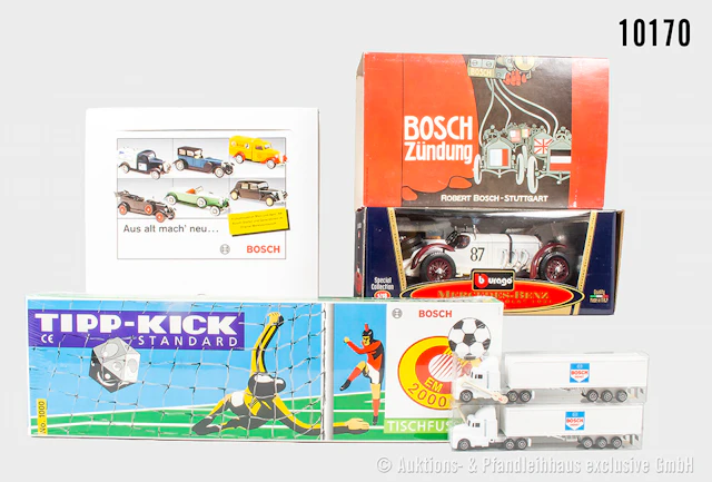Konv. Bosch Modellautos, Setpackungen und TippKick Spiel, Bburago