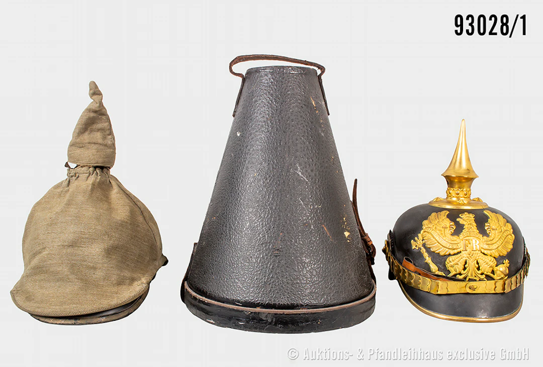 Preußen, Pickelhaube für Offiziere der Infanterie, komplett mit Emblem