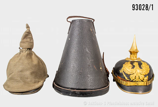 Preußen, Pickelhaube für Offiziere der Infanterie, komplett mit Emblem