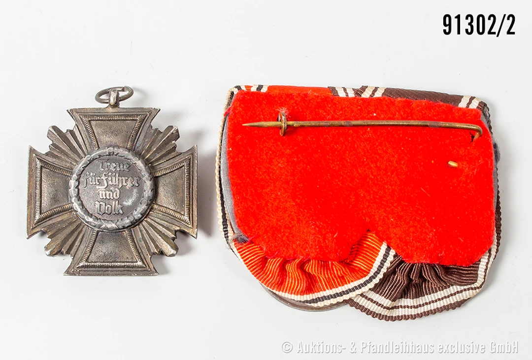 2er Ordensspange NSDAP Dienstauszeichnung in Bronze, Zinkausf., von