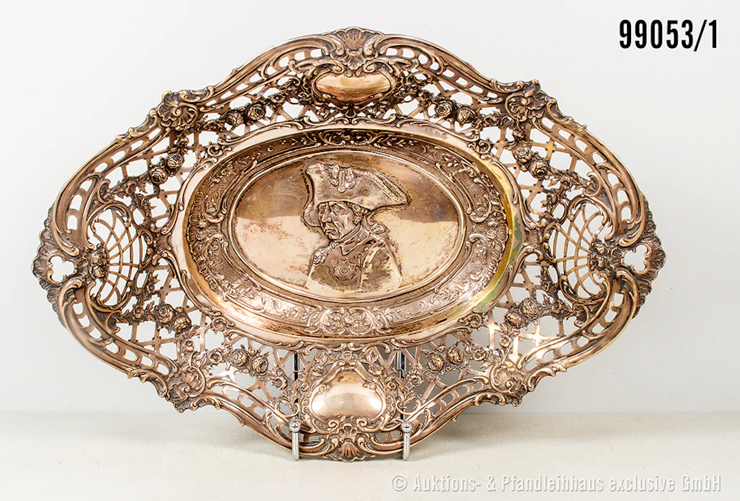 patriotische durchbrochene Obstschale, mit König Friedrich II. von