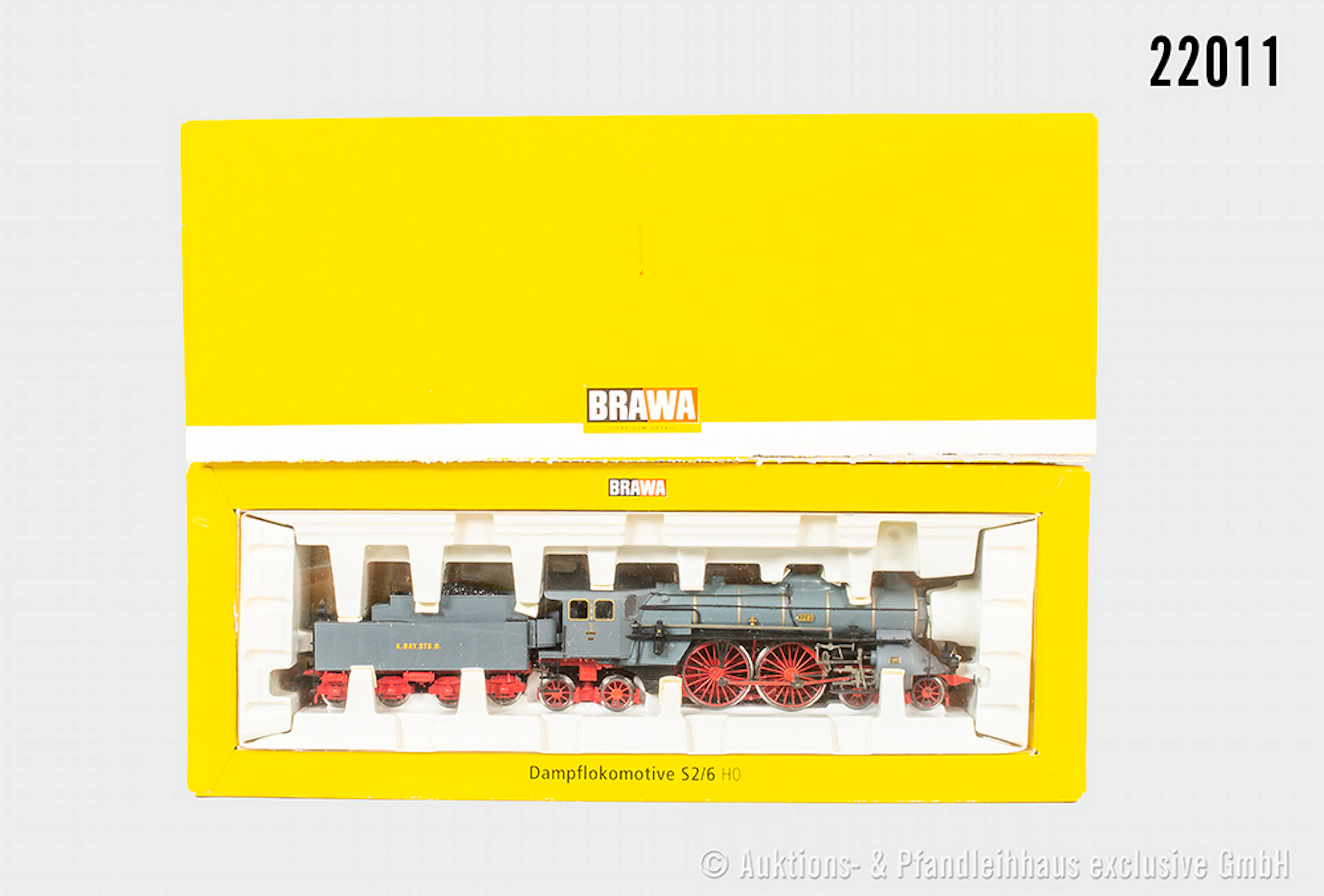 Brawa H0: 0654 Dampflok S 2/6, K.Bay.Sts.B., BN 3201, Z 1-2, OVP (beschädigt)