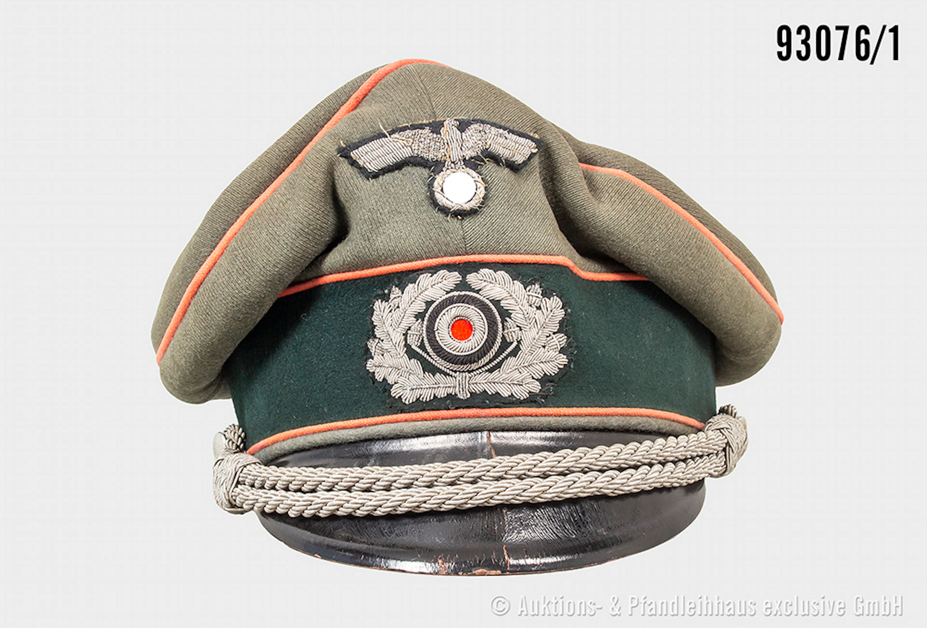 Schirmmütze für Offiziere der Panzertruppe, komplett mit Effekten