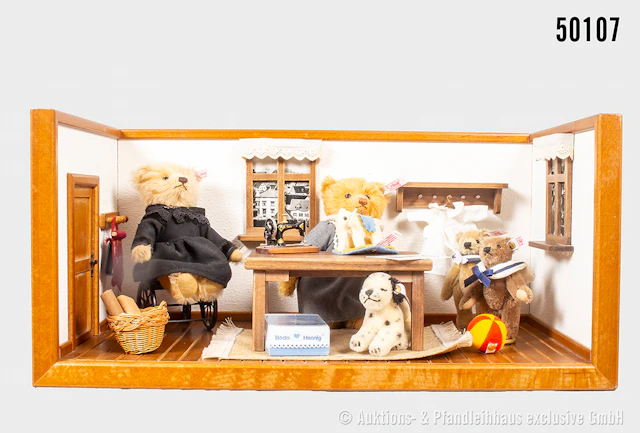 Steiff "Margaretes Nähstube", Holz/ Mohair, KFS Nr. 420993, limitiere