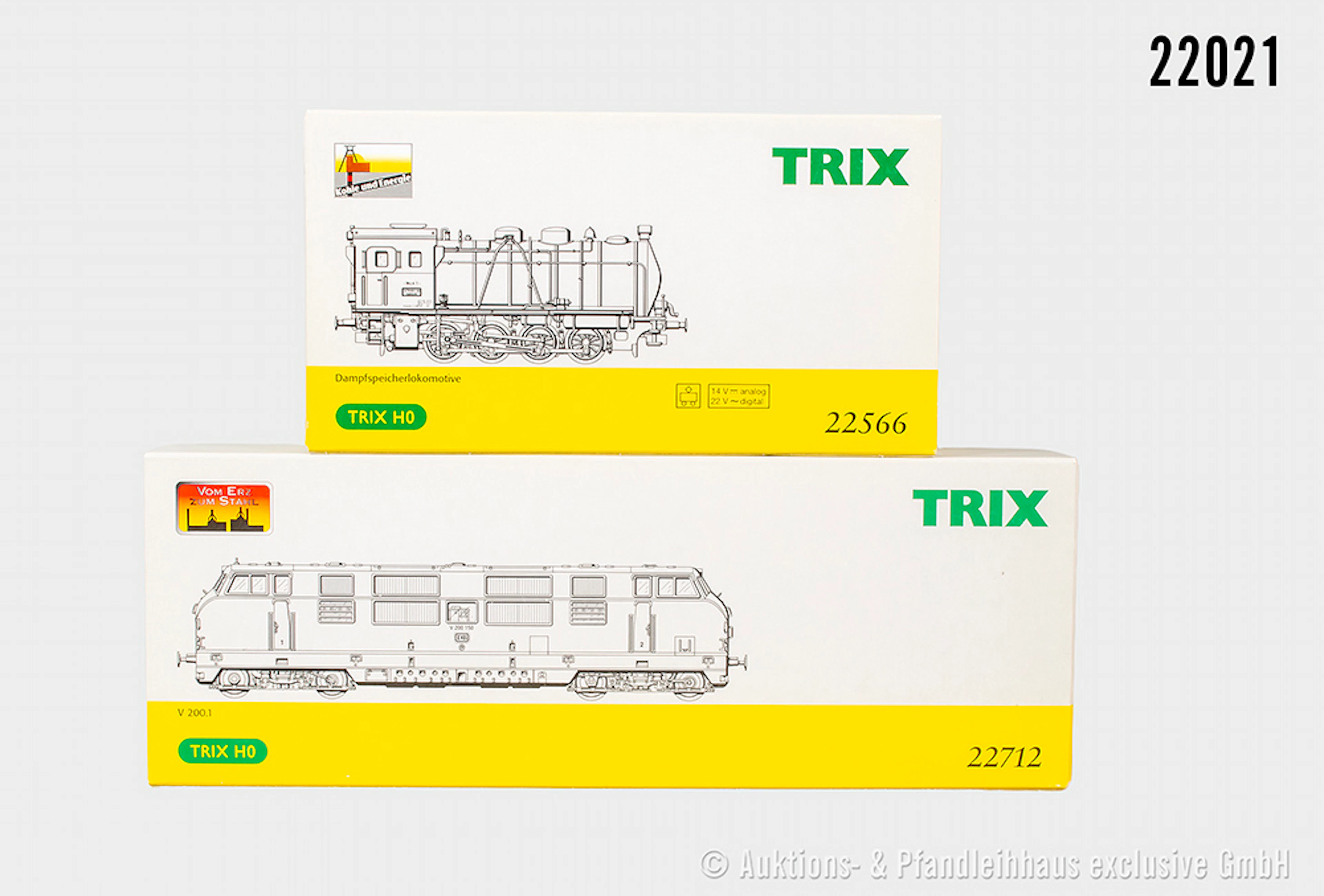Trix H0: 22556 Dampfspeicherlok & 22712, DB, BN V200 150 (n.A.d.E.