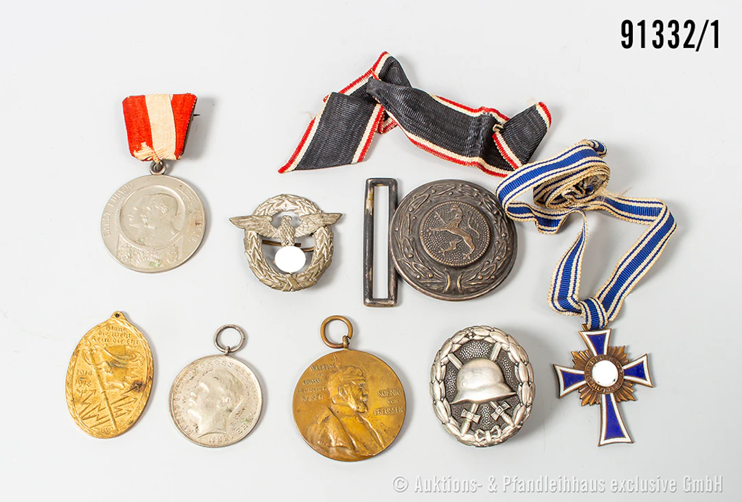 Konv. VWA in Silber, 1. WK, mit ergänzter Schraubscheibe, Centenarmedaille