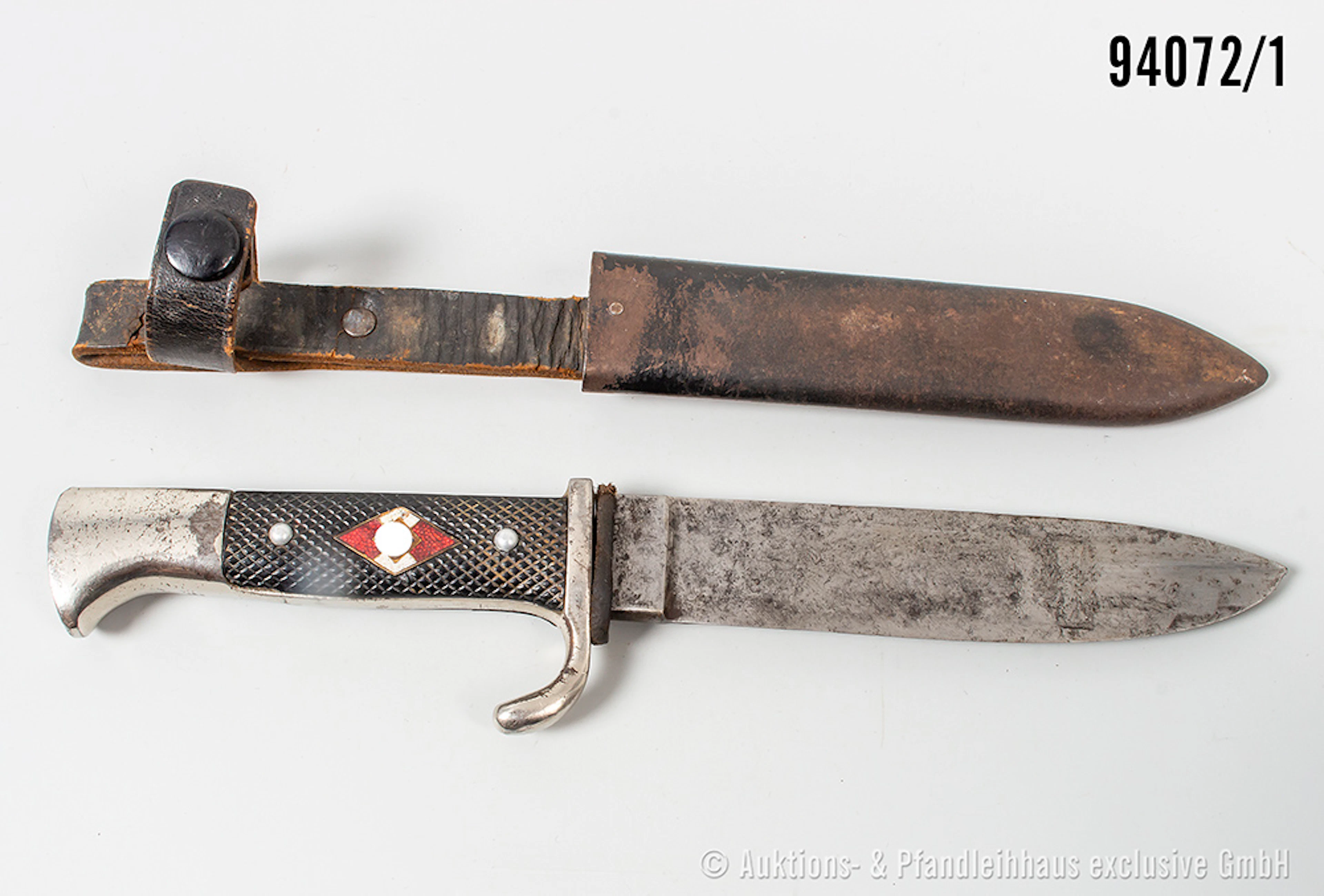 HJ-Fahrtenmesser, Hersteller "RZM M 7/36", die Klinge fleckig, dazugehörige