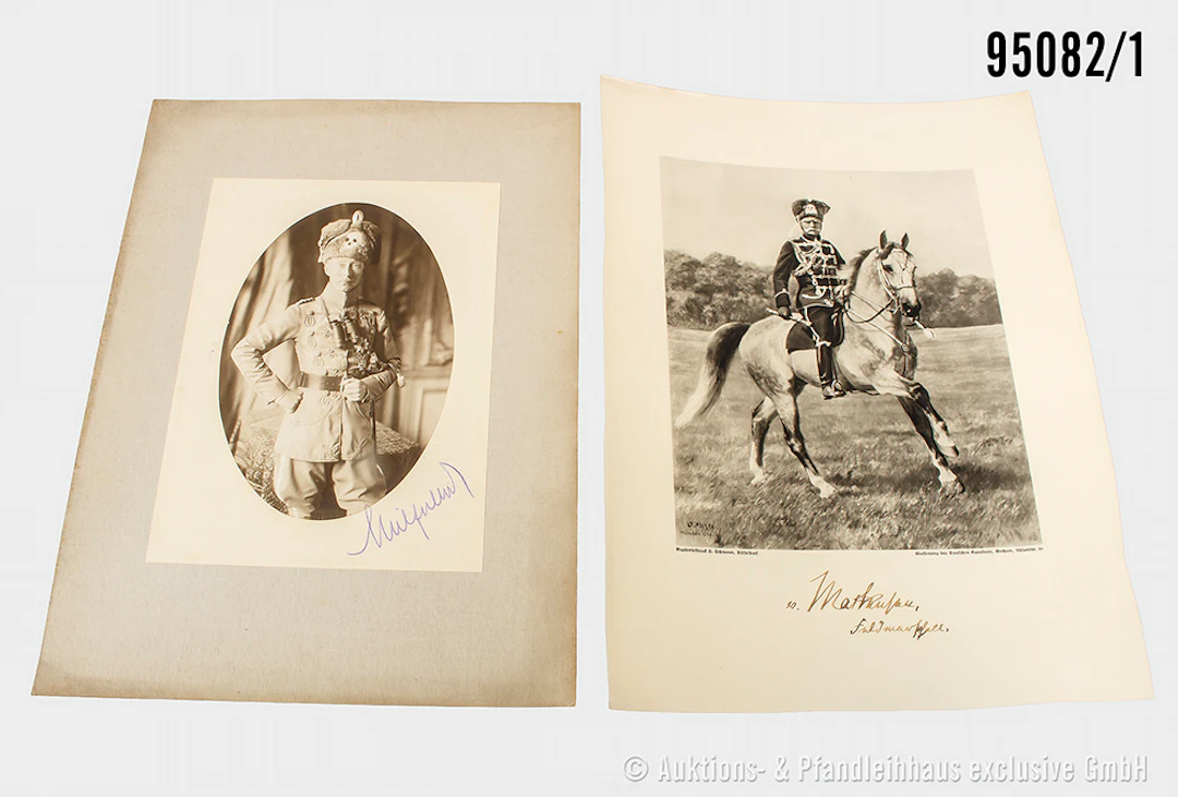 Konv. 4 großformatige Fotos/Drucke, mit OU Kronprinz Wilhelm von Preußen