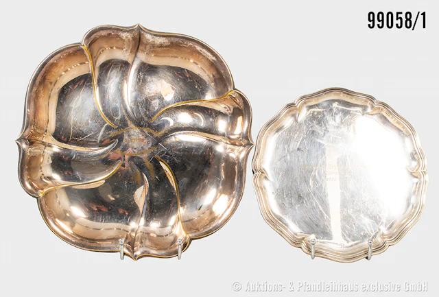 Konv. versilberte Schale, Gravur "Karabinerschiessen 1936 6. Preis