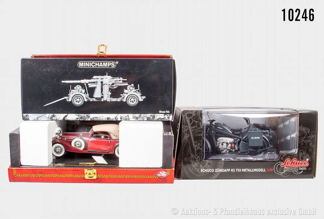 Modellfahrzeuge, dabei Schuco Zündapp KS 750, 1:10, Minichamps 88mm