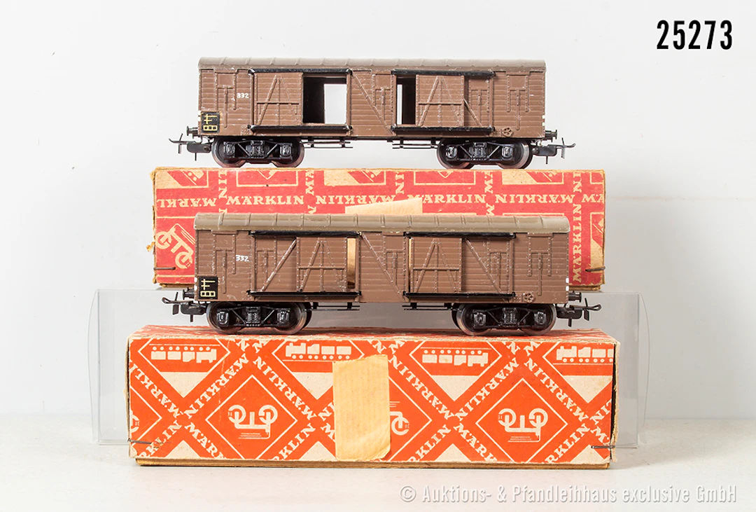 Märklin H0: 2x 332, Typ 2, Gedeckter Güterwagen, Z 1-2, OVP