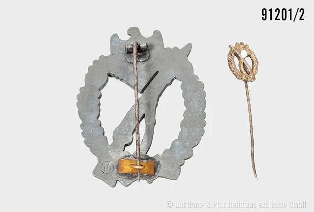 Konv. Infanterie-Sturmabzeichen in Silber, Nadelhaken ergänzt, dazugehörige