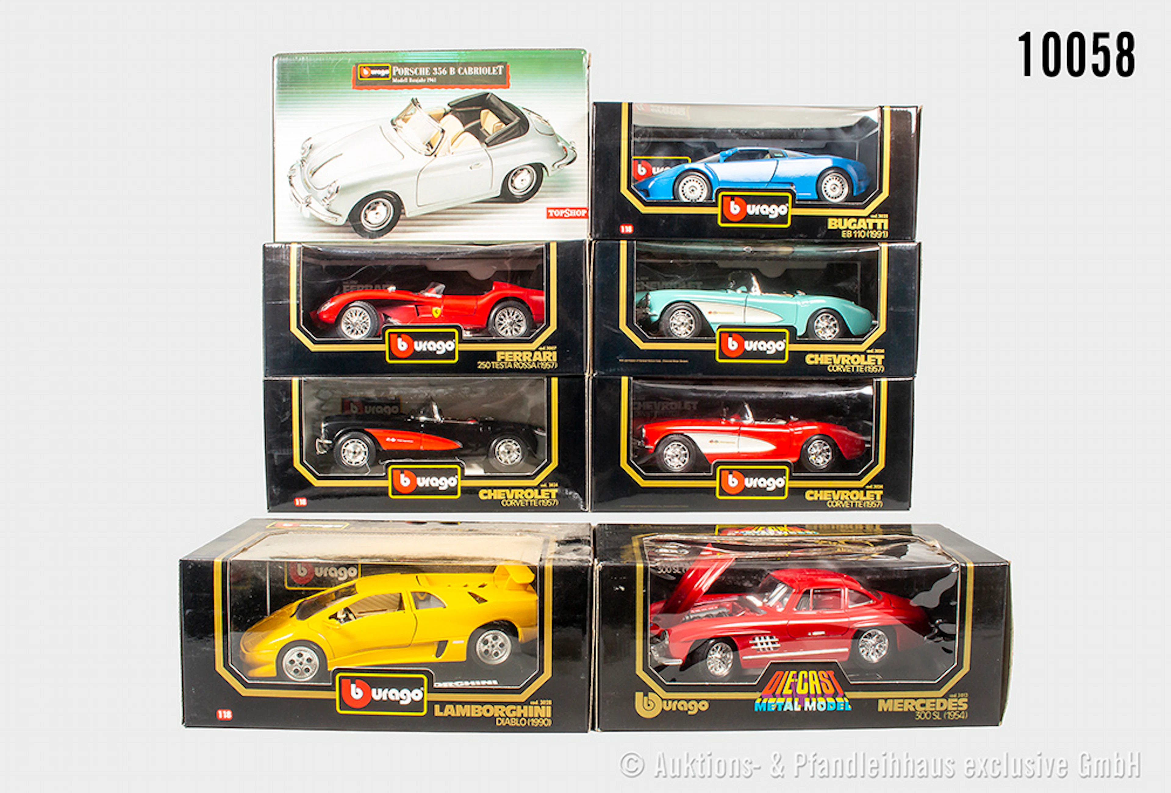 Bburago Modellautos, dabei Chevrolet Corvette, Ferrari 250 Testarossa