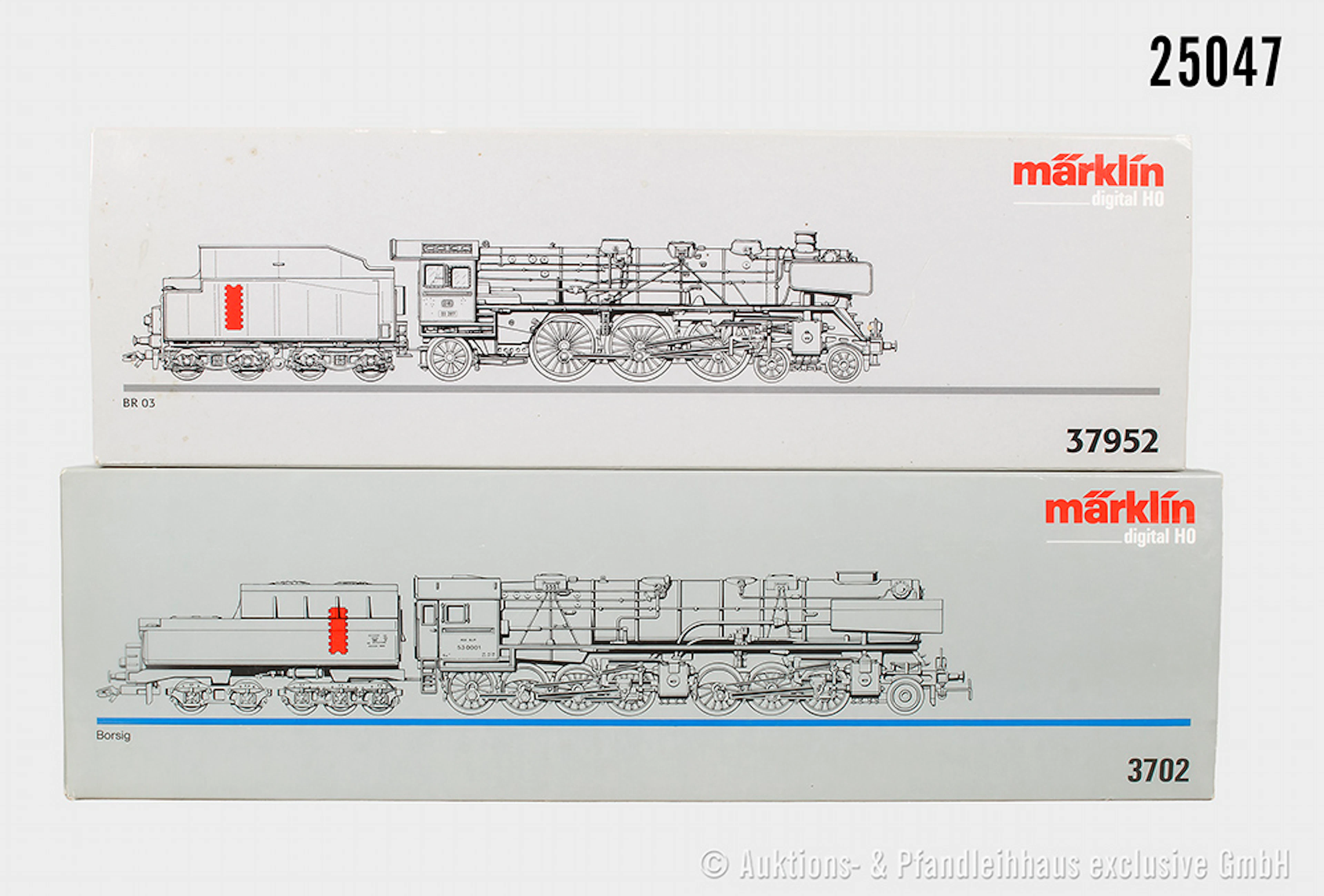 2x Märklin digital H0, Dampflok: 3702 Dampflok, DRG, BN 53 0001, verharzt