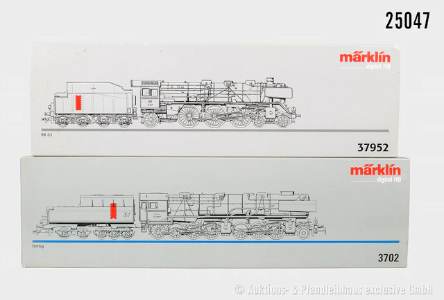 2x Märklin digital H0, Dampflok: 3702 Dampflok, DRG, BN 53 0001, verharzt