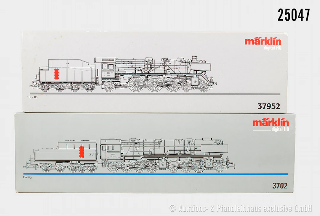 2x Märklin digital H0, Dampflok: 3702 Dampflok, DRG, BN 53 0001, verharzt