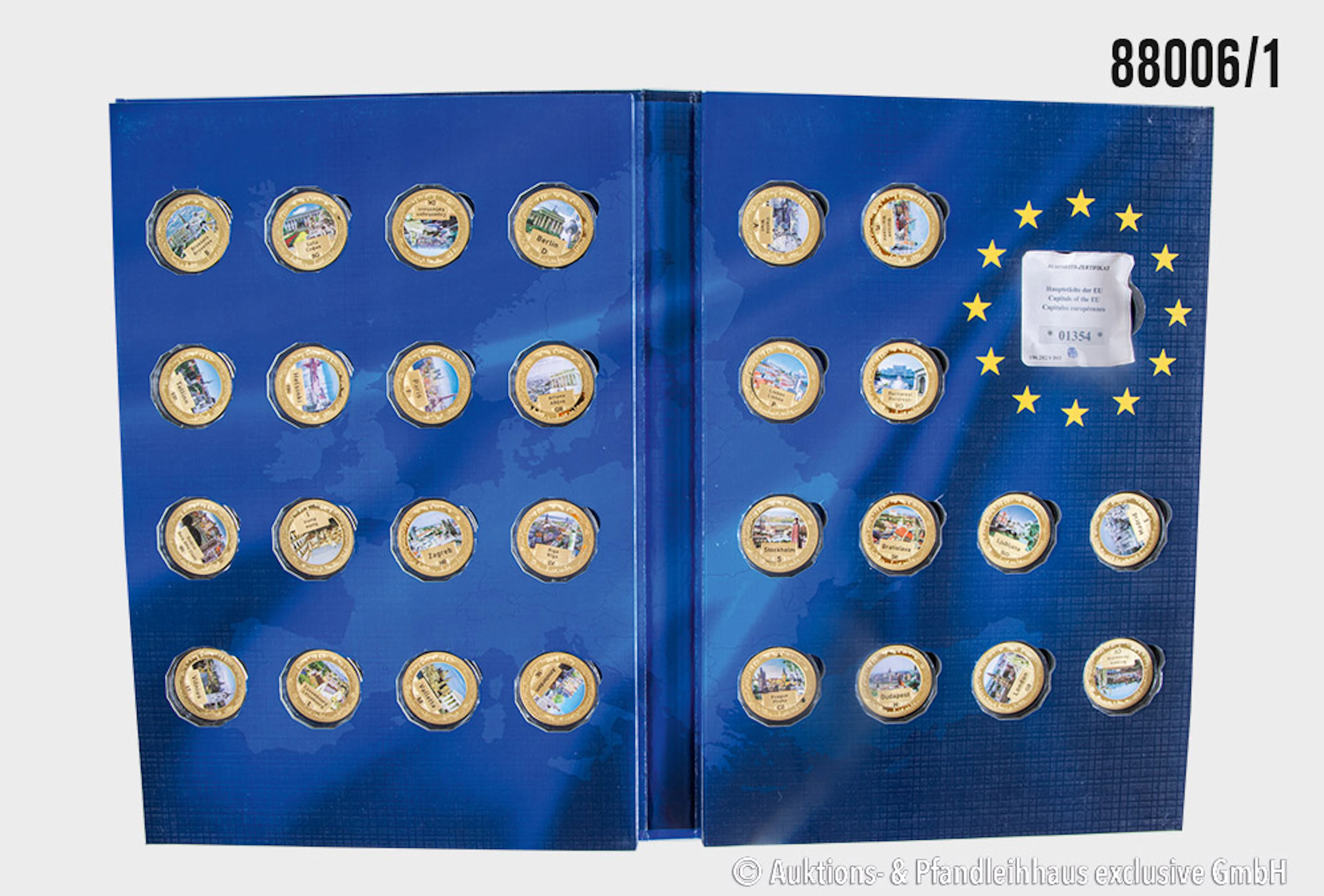 Konvolut 3 teilig, 1x Hauptstädte der EU Komplettset mit 28 Medaillen