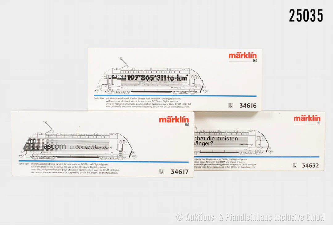 3x Märklin digital H0 E-Lok, SBB: 34616, BN 460 014-4 & 34617, BN