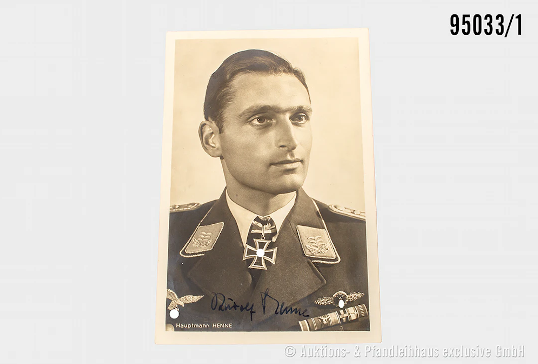 Hoffmann Ritterkreuzträger-Postkarte, Hauptmann Rudolf Henne, Vorderseite