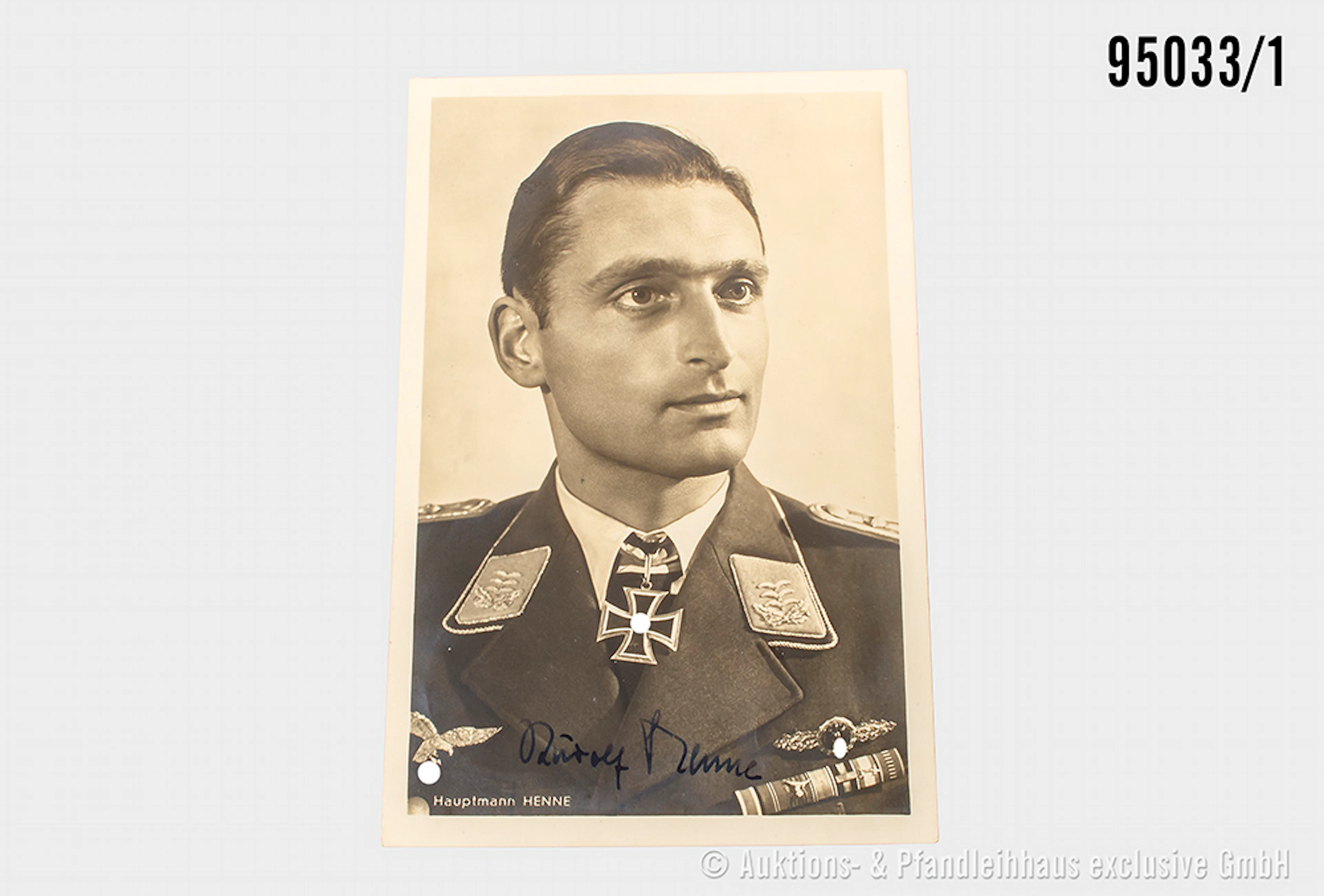 Hoffmann Ritterkreuzträger-Postkarte, Hauptmann Rudolf Henne, Vorderseite