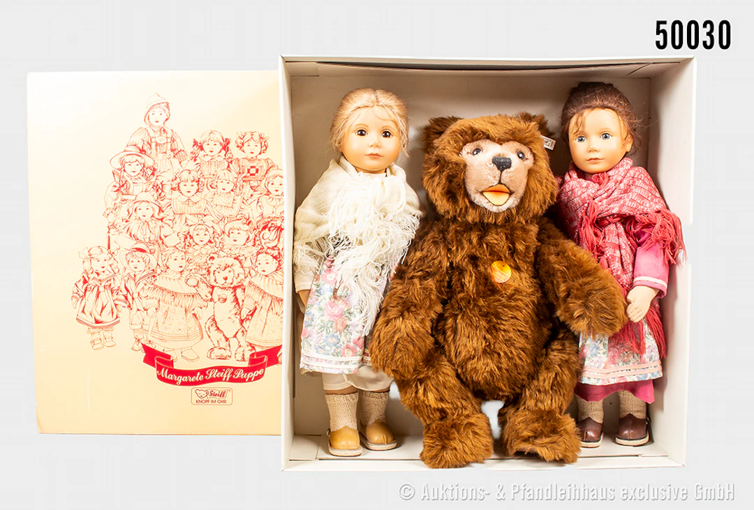 Steiff Puppenset "Schneeweißchen und Rosenrot mit Bär", Bär mit KFS